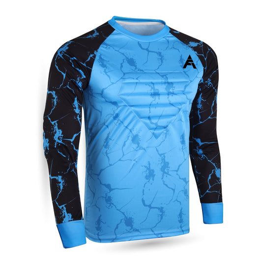 FOLK APPAREL Goalkeeper Jersey Chest Padded Goalie Shirt for Adult/Kids Soccer Elbow Padded Youth/Adult Sizes Long Sleeve (US, Alpha, Small, Regular, Regular, Blue)