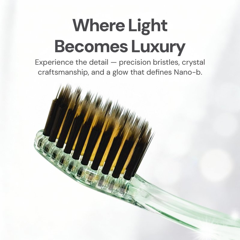 Nano-b Manual Toothbrush for Adults with Sensitive Gums, Gold & Charcoal Soft/Medium Bristles, Travel Case, Blue