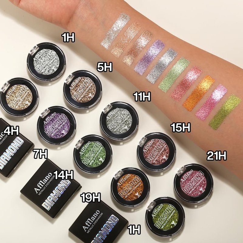 Afflano Shimmery Nude Brown Eyeshadow Highly Pigmented, Sparkle Intense Color Brown Glitter Eyeshadow Palette Single, Long Lasting, Blendable, Daily Wear, Neutral Metallic Glitter Eyes Look, 5H