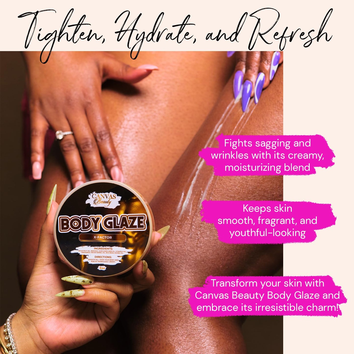Canvas Beauty Body Glaze, Halo Moon - Moisturizing Non-Greasy Body Butter for Women With Beeswax, Jojoba Oil, and Rice Bran for Soft and Glowy Skin