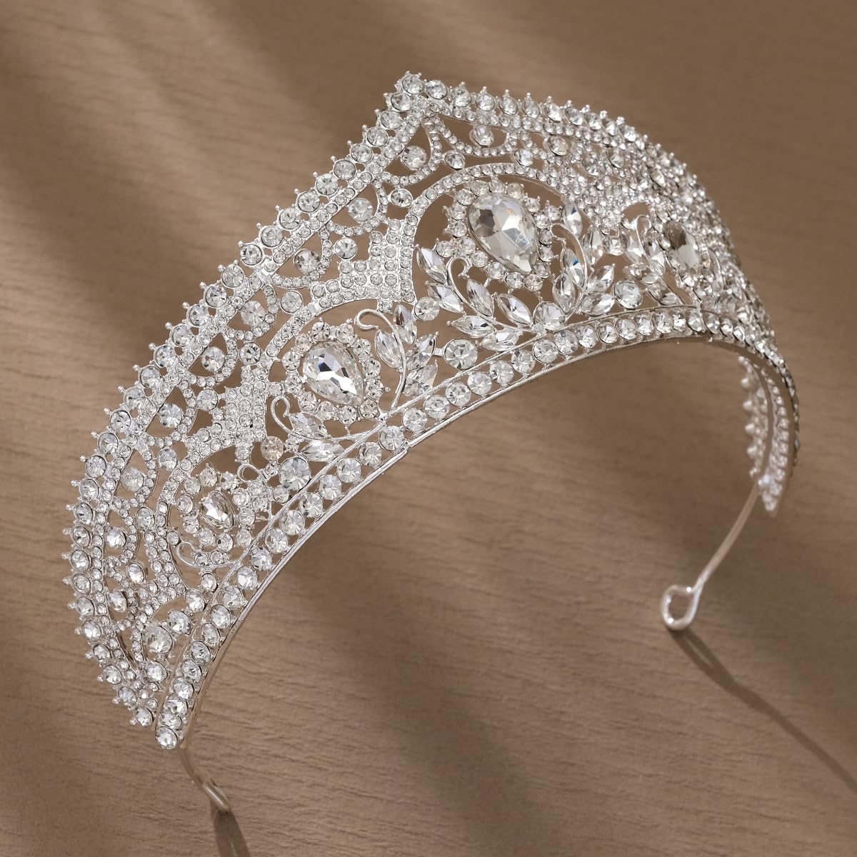 HEWEICSY Silver Tiaras and Crowns for Women,Wedding Tiara for Bride,Rhinestone Queen Crown,Crystal Costume Hair Accessories for Birthday Prom Party