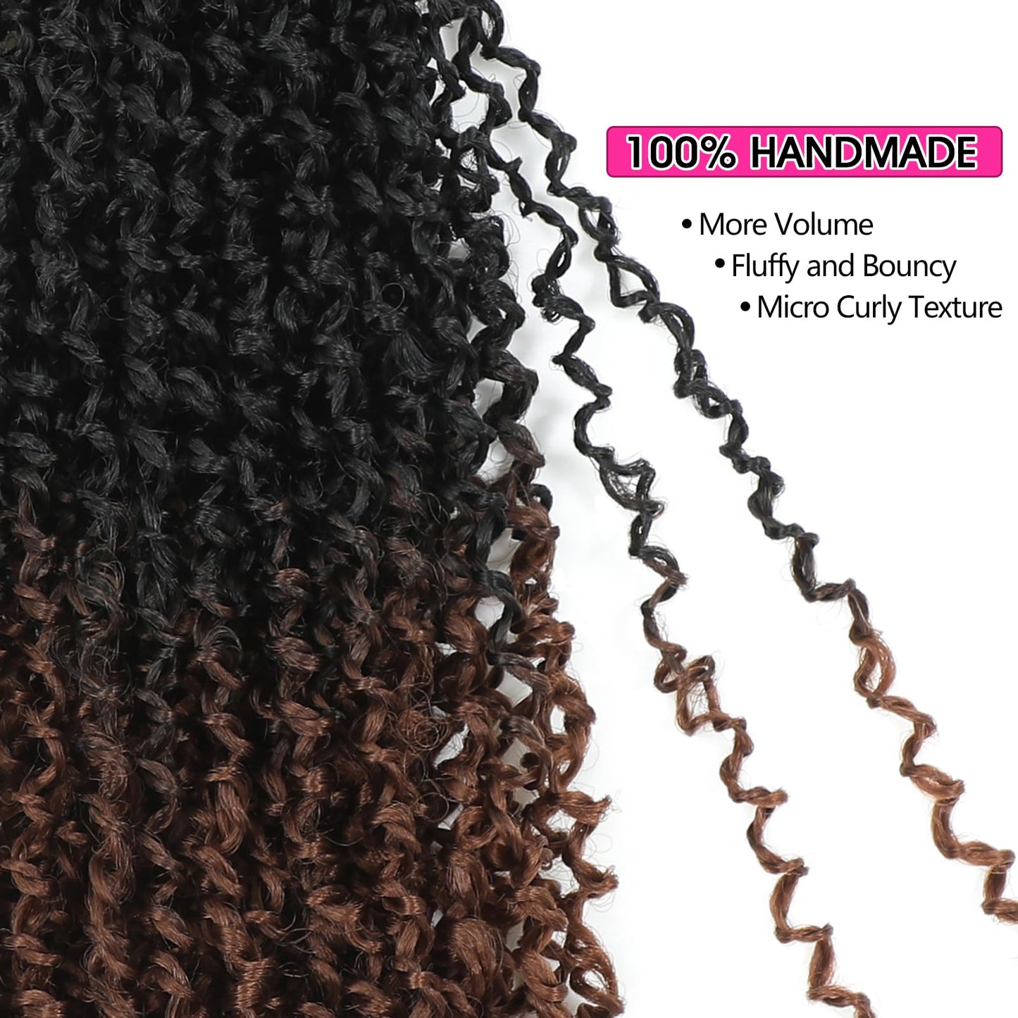 NAYOO Pre-Looped Yanky Twist Crochet Hair - 10 Inch 8 Packs (30 Stands/Pack) Spring Mini Twist Short Bob Passion Twist with Curly Ends Synthetic Pre-Looped Crochet Hair for Black Women(10 Inch, T30)