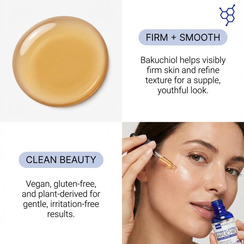 Skin Perfection Bakuchiol Natural Alternative To Retinol Resurface, Glow, Improve Tone Texture Radiance Plant-based Bio-retinol Vegan Gluten-free .5 Oz 300 Drops