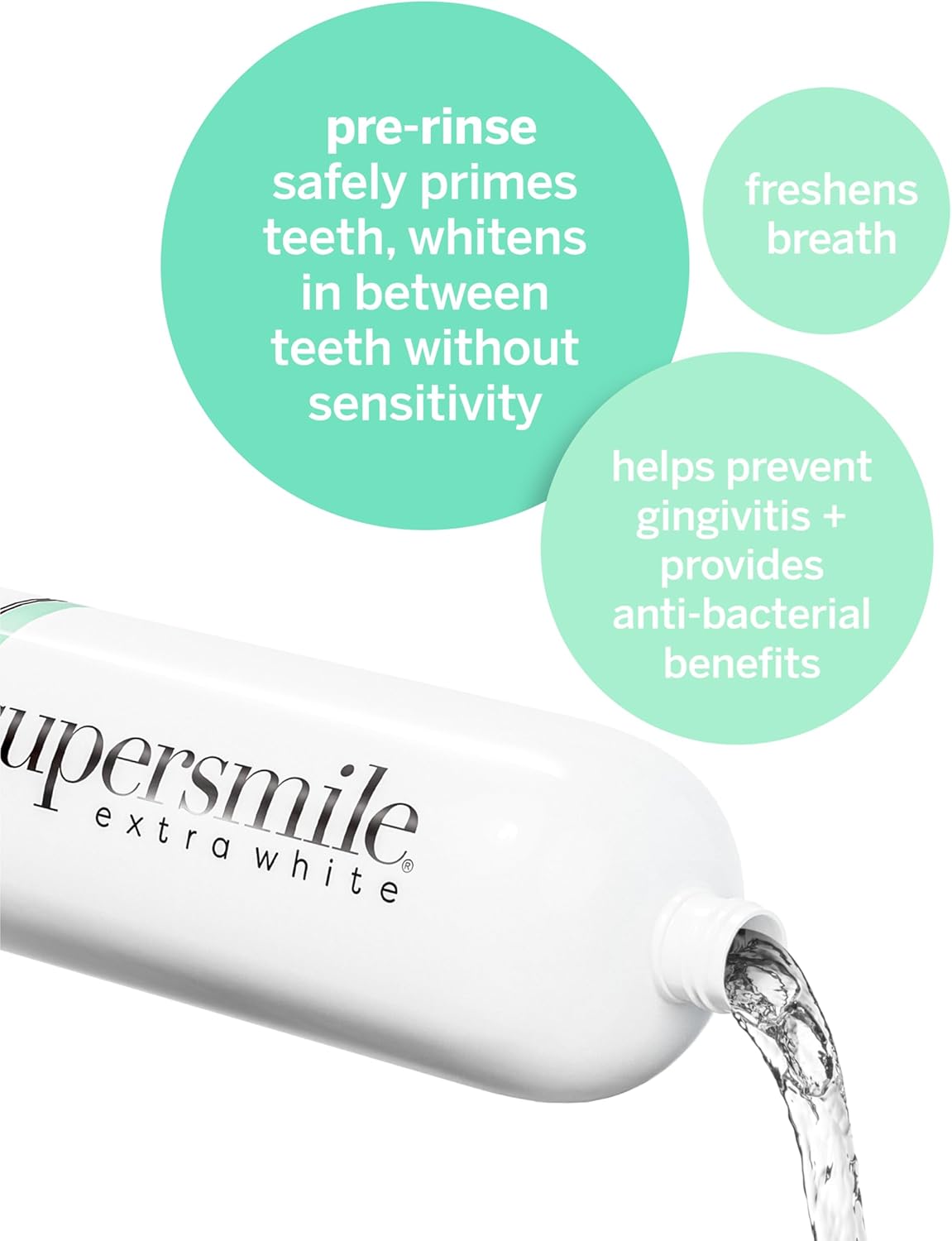Supersmile Extra Whitening Mouthwash - Pre-Brush Rinse with Hydrogen Peroxide | 16 oz, Enamel Safe, Triple Mint Fresh Breath