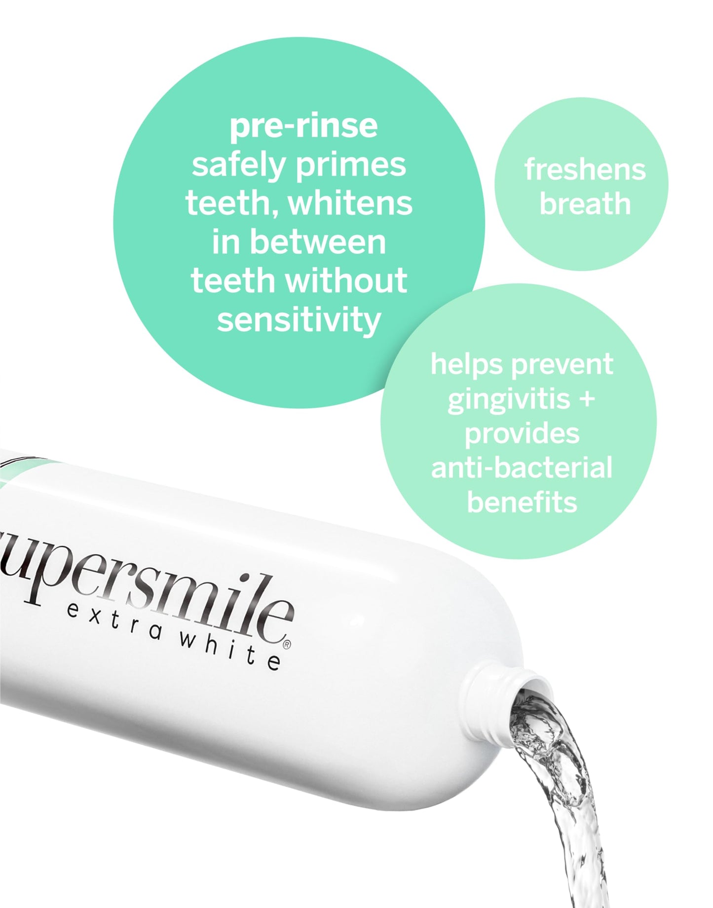 Supersmile Extra Whitening Pre-Rinse Mouthwash, 16 oz, Pre-Brush Whitening Rinse with Hydrogen Peroxide, Teeth Whitening Mouthwash, Enamel Safe, Triple Mint Fresh Breath
