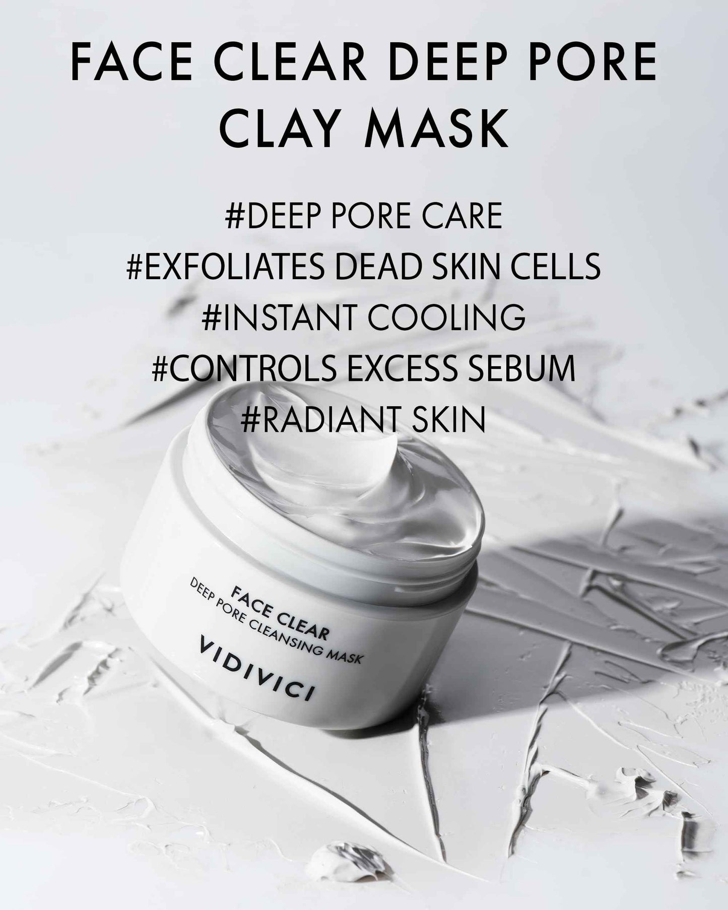 VIDIVICI Korean Deep Pore-Cleansing Clay Mask – Gently Exfoliates & Soothes Oily, Sensitive Skin – Mud Wash-Off Formula for Sebum Control, Cooling Hydration & Pore Tightening – 3.38oz