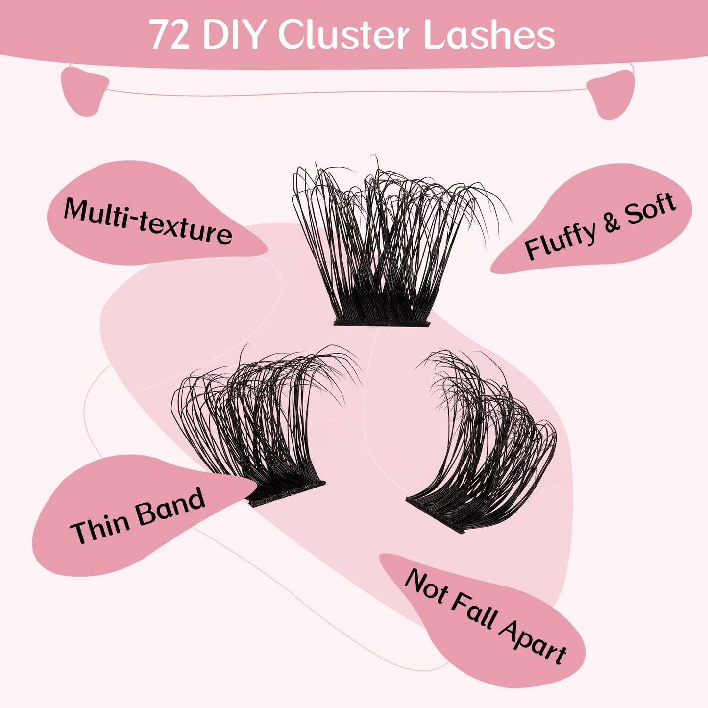 PRO Self Adhesive Eyelashes Kit Press On Lashes 120pcs Lash Clusters Lash Fixative Lash Remover Lash Applicator Eyelash Extension Kit Easy To Apply At Home Lash Extension Kit (Begonia,D-10-18mix Kit)