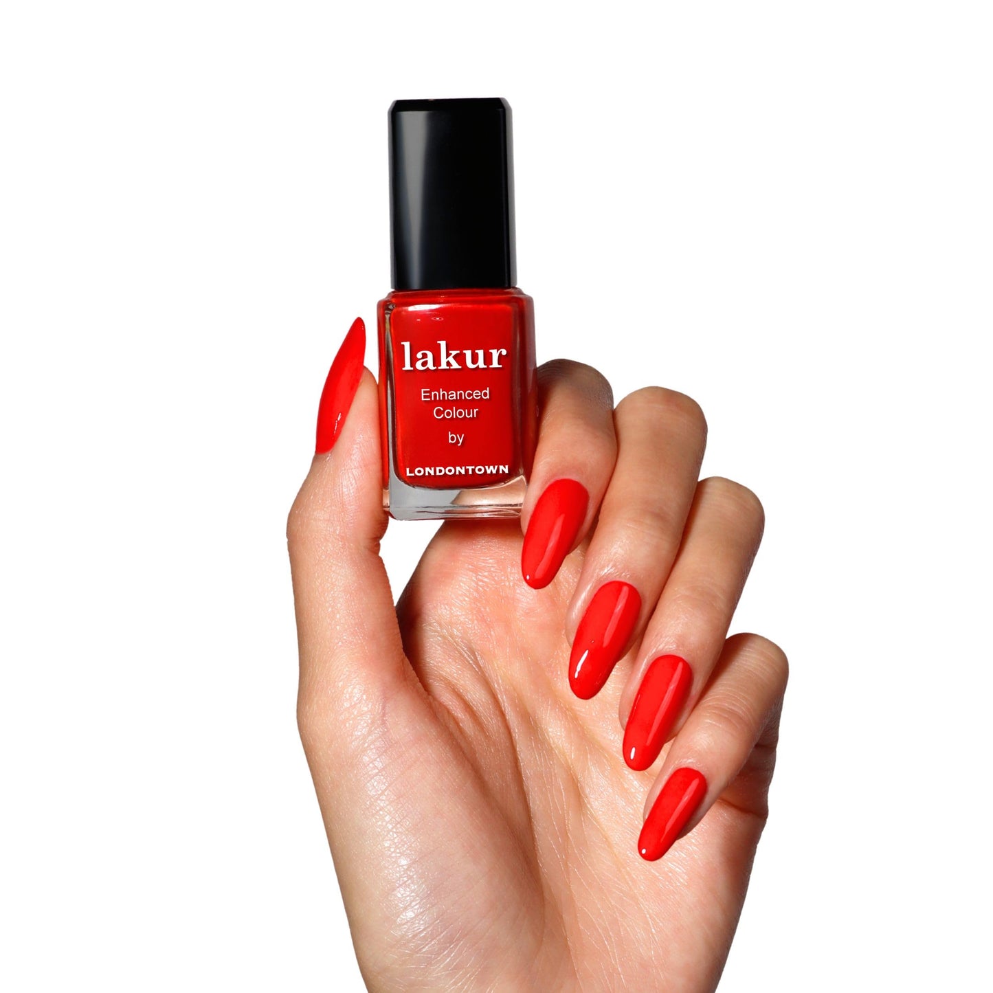 LONDONTOWN Lakur Nail Polish – Red, Maraschino Cherry, 0.4 Fl Oz, Long-Lasting, Streak-Free, Chip-Resistant | 21+ Free Non-Toxic Vegan Nail Color, Strengthens & Hydrates Nails