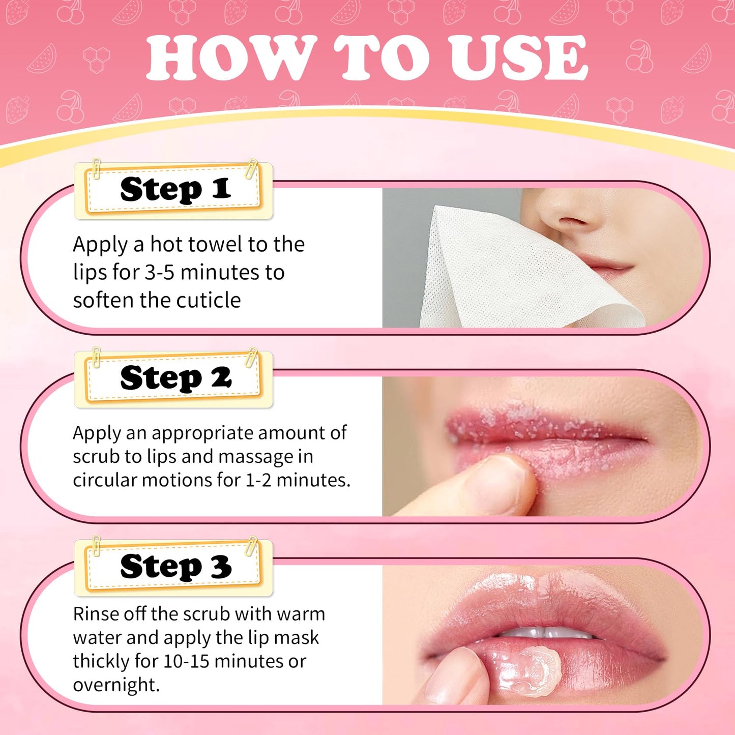 UAOE 4PCS Lip Scrub and Mask Set,Reduce Fine Lines Lips Care Set