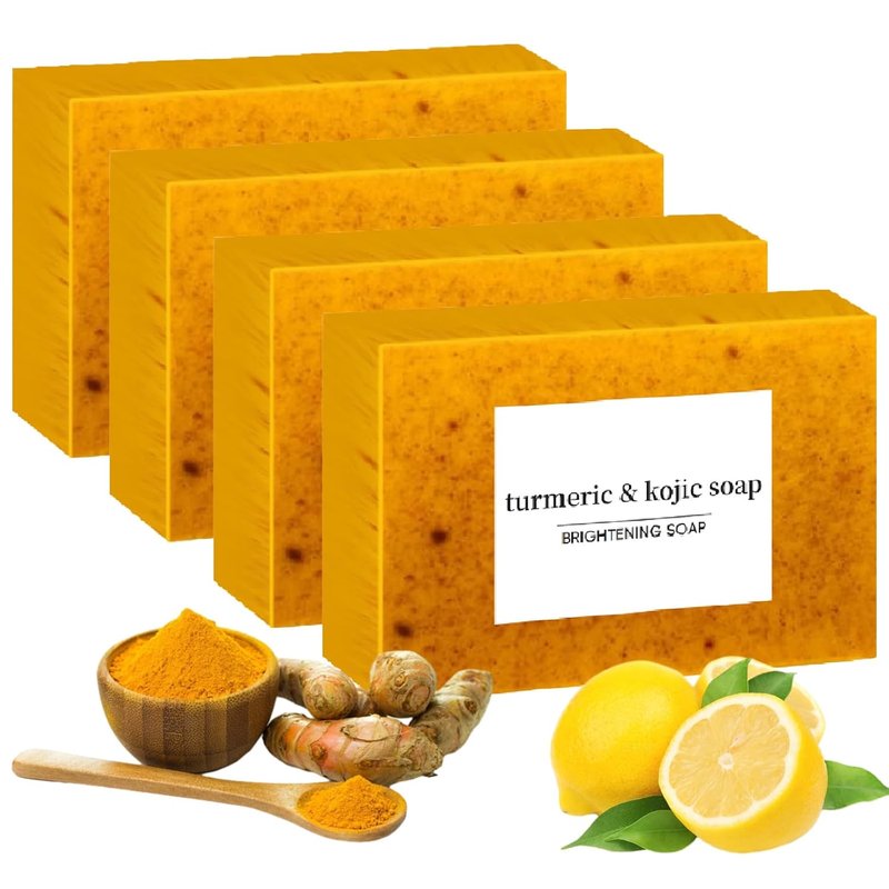 Lemon Soap with Vitamin C & Collagen | Moisturizing Shea Butter for Face & Body - 4 Bars