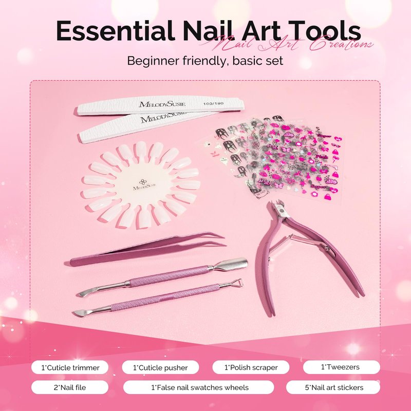 MelodySusie Gel Nail Polish Kit with UV Light P-ART06F- Popular Color Gel with Builder and Baser &Glossy Top Coat Soak Off Includes Nail Art Tools Nail Art Gift for Women & Girls