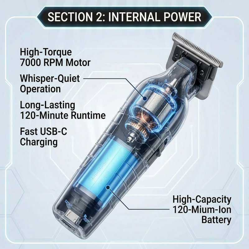 Hair Clipper Beard Trimmer for Men - Cordless Professional Cutting Kit | USB Rechargeable