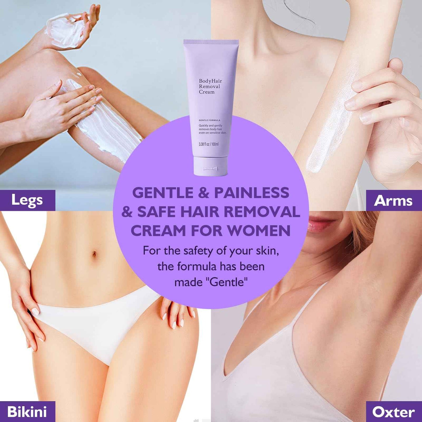 Hair Removal Cream, Hydrateology Facial Hair Removal, Quick and Easy Way to Smoother Skin, Long-Lasting Depilatory Cream for All Skin Types(2PCS)