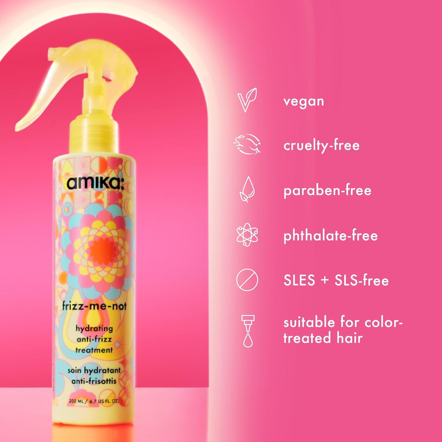 Amika Frizz-Me-Not Hydrating Anti-Frizz Treatment - Lightweight Spray for Medium to Thick Hair, Humidity & Heat Protection | Smooth Frizz for Up to 3 Days