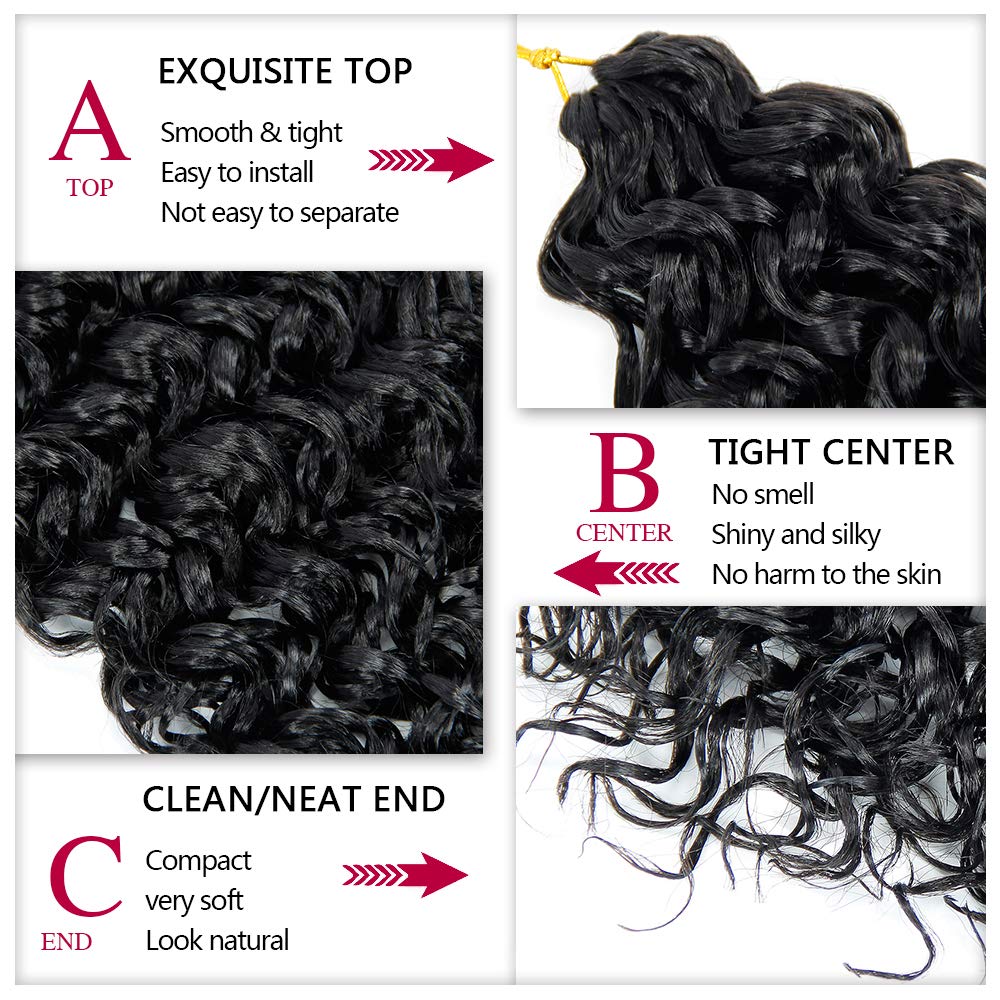 18inch Synthetic Deep Twist Crochet hair Bohemian Crochet Braids Natural Black Deep Wave Braiding hair Extensions (7Packs,1B)