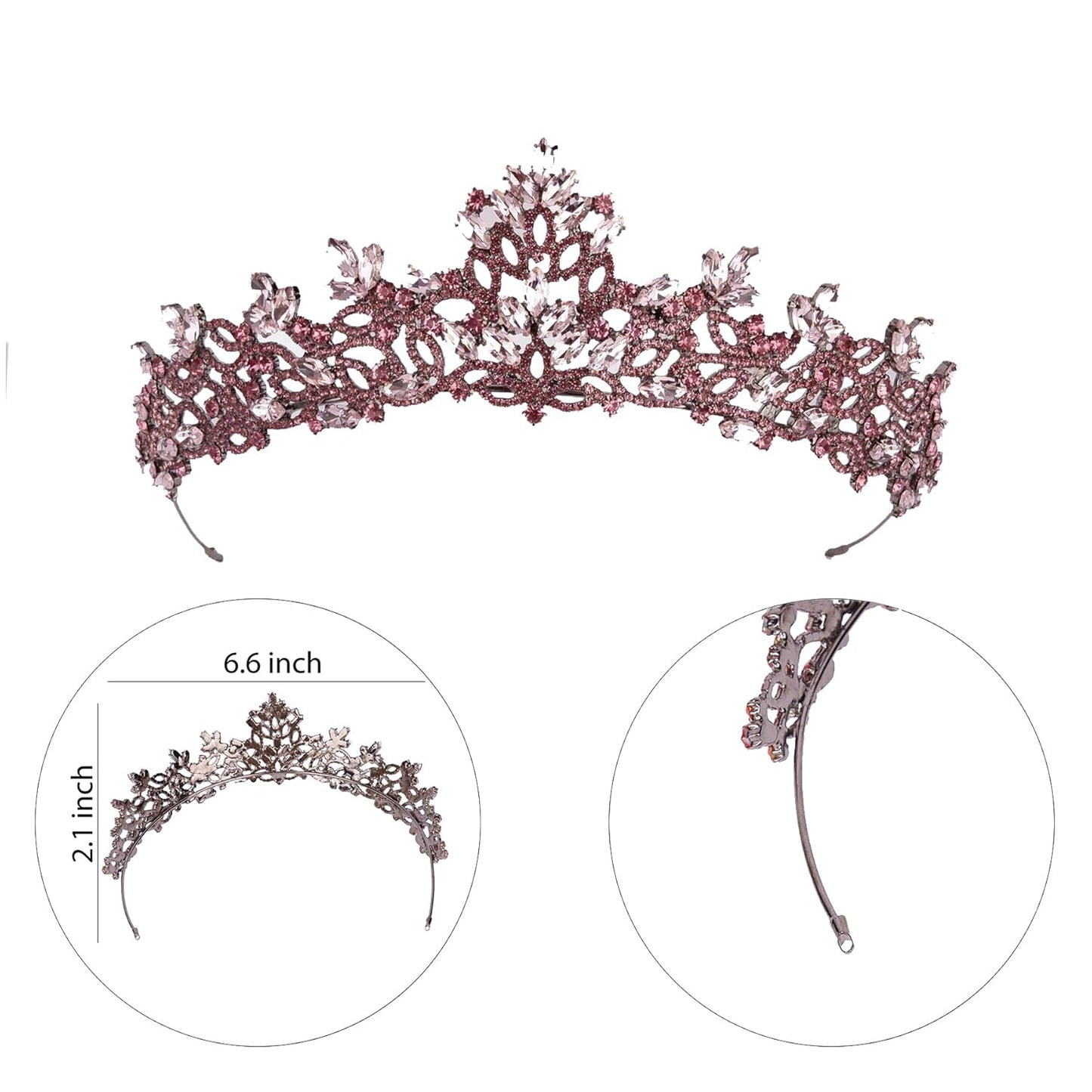 Handmade Pink Tiara for Women - Sparkling Rhinestone Crown for Bridal, Prom, Pageant & Birthday | Elegant Headpiece
