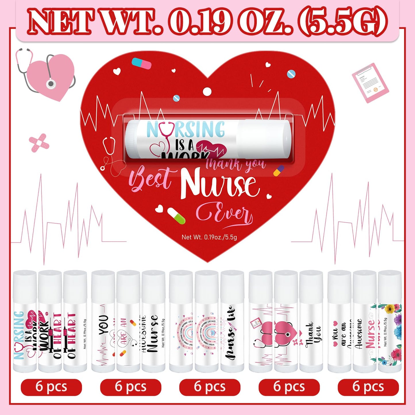 Sacubee 30 Pack Nurses Appreciation Gifts Bulk Nurses Week Lip Balms Hospital Staff Team Thank You Gifts Best Nurse Ever Appreciation Party Favors for Coworkers Midwife Women Volunteer Presents