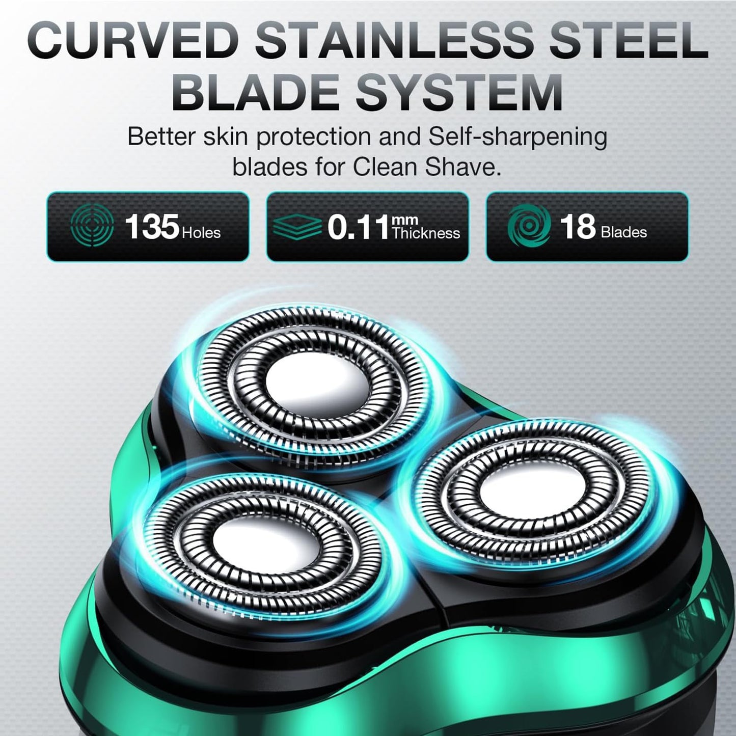 Electric Razor for Men Cordless Rotary Shaver Wet Dry with Trimmer