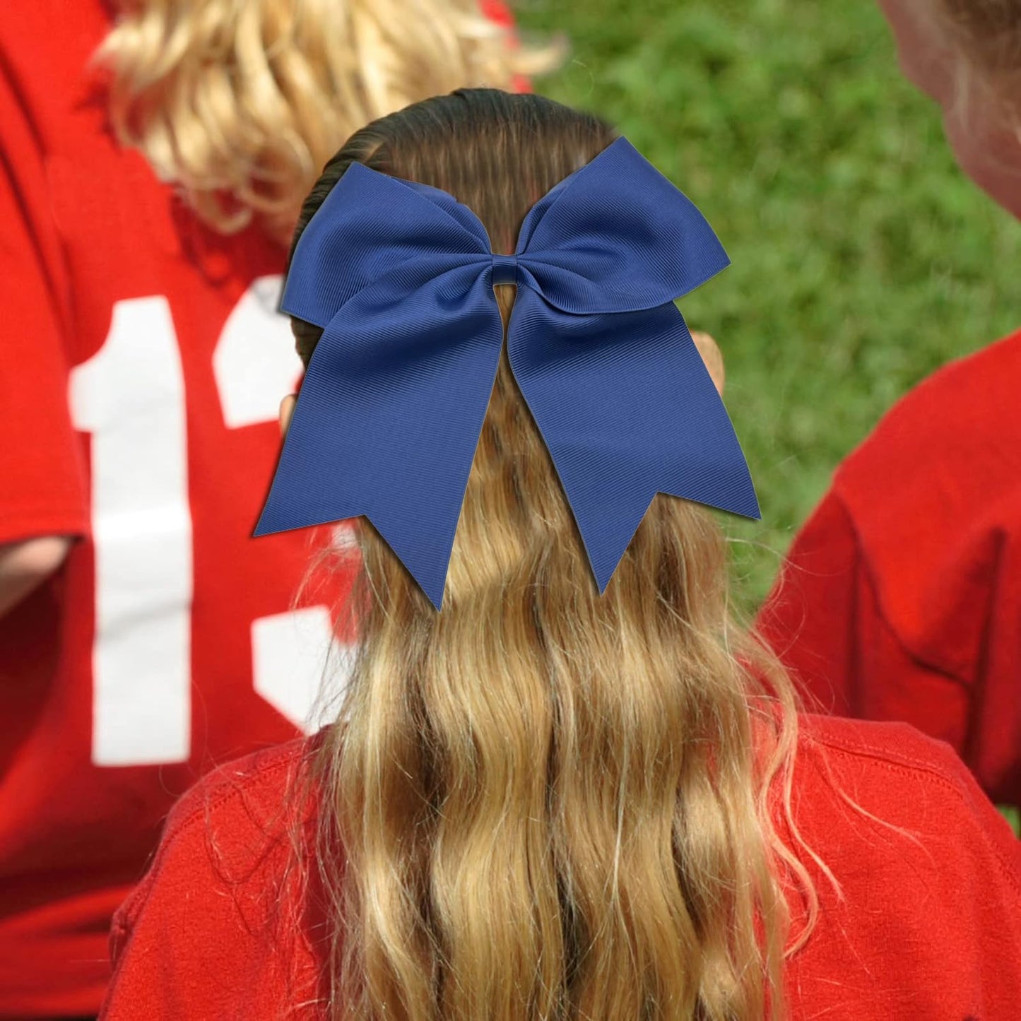 30PCS 8" Large Navy Cheer Bows Hair Bows Ponytail Holder Handmade for Girls Teens Softball Cheerleader Sports (Navy)