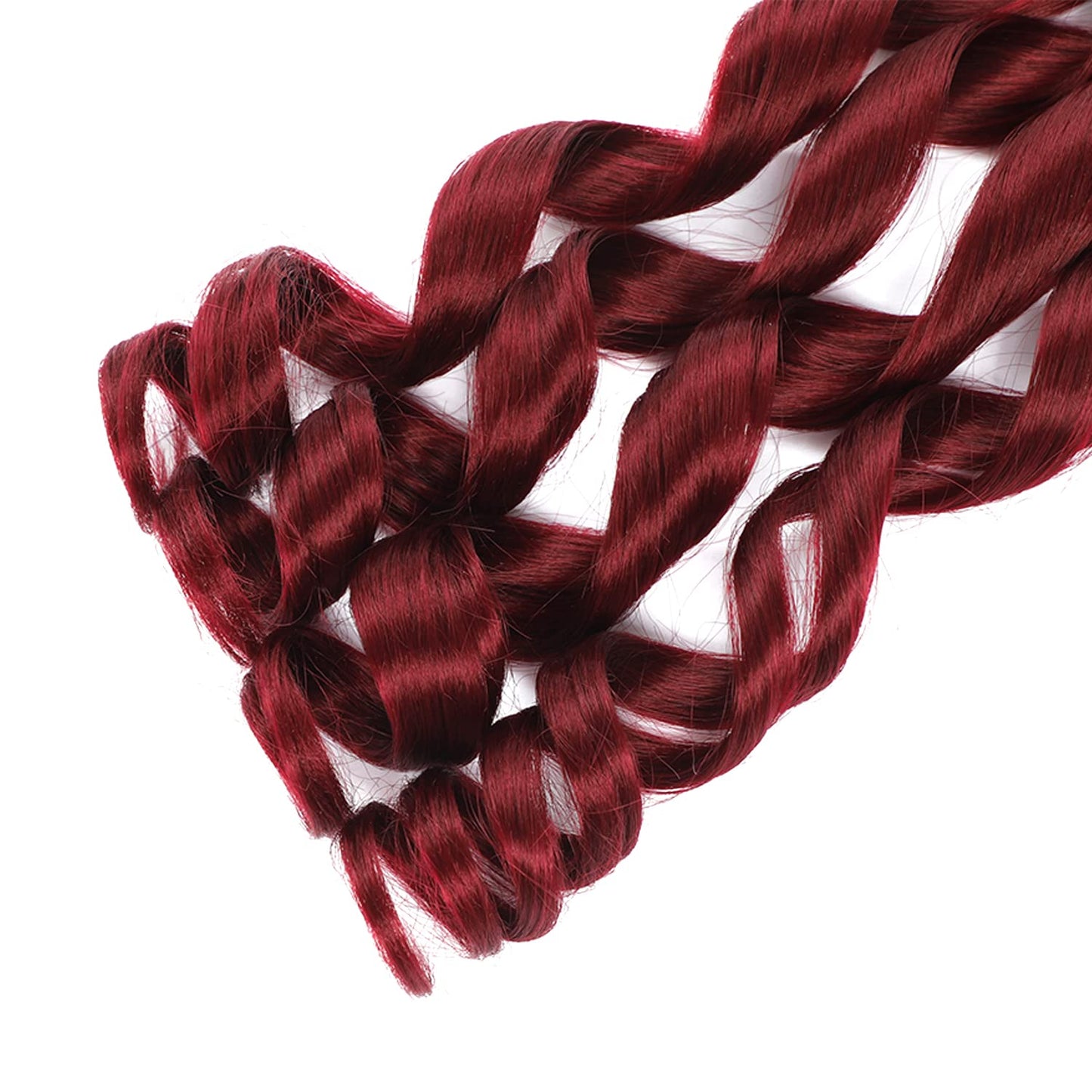 Conrora French Curly Braiding Hair 24 Inch 8 Packs Burgundy Color - Pre Stretched Bouncy Braiding Hair- Loose Wavy Synthetic Hair Extensions For Black Women (24 inch 8 packs, Burgundy)