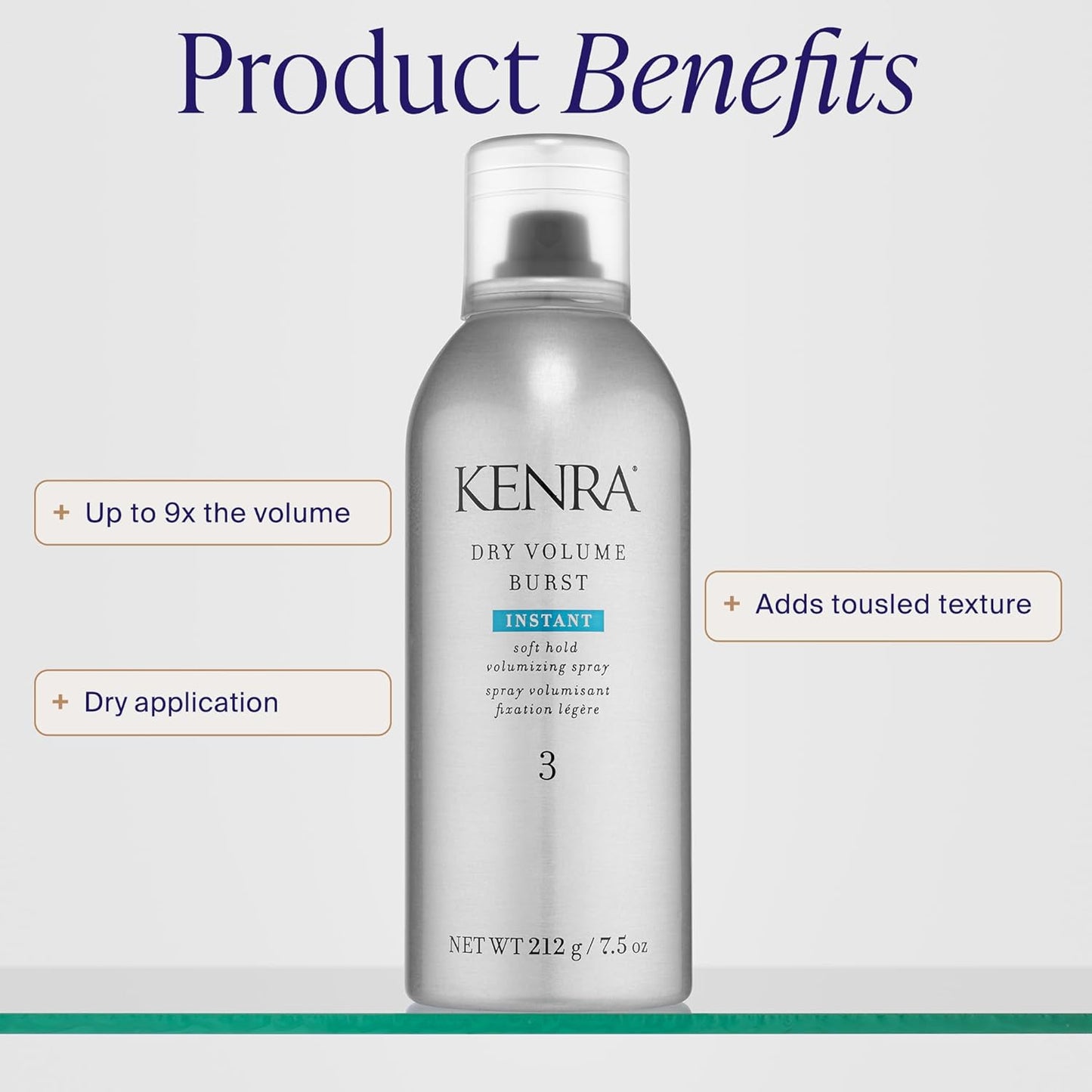 Kenra Dry Volume Burst 3 - Instant Volume Hairspray for All Hair Types | Soft Hold, Dry Application