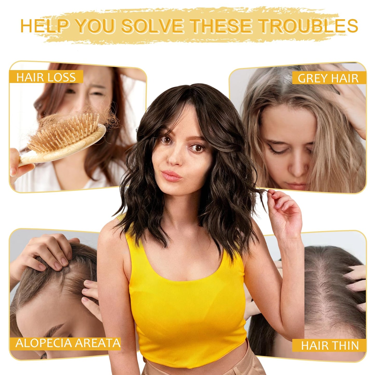 TYQ Hair Toppers for Women 14 Inch Curly Side Part Clip in Bangs(#4)