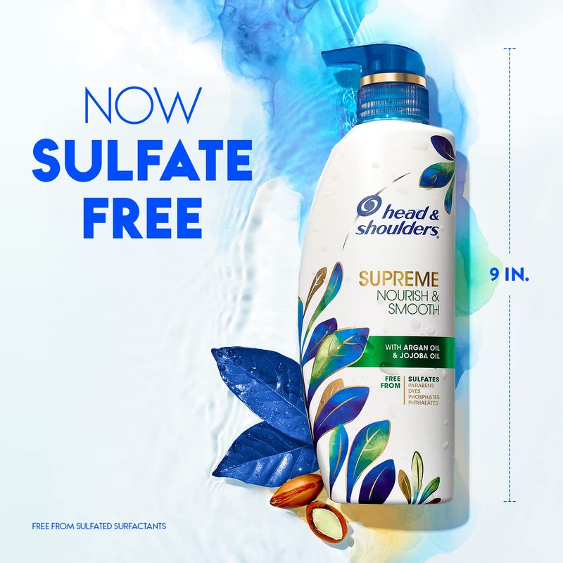 Head & Shoulders Anti-Dandruff Shampoo and Conditioner Set, Supreme Nourish & Smooth, 1% Pyrithione Zinc, Sulfate-Free, for Dry Scalp, Color-Safe, 11.8 fl oz & 9.4 fl oz
