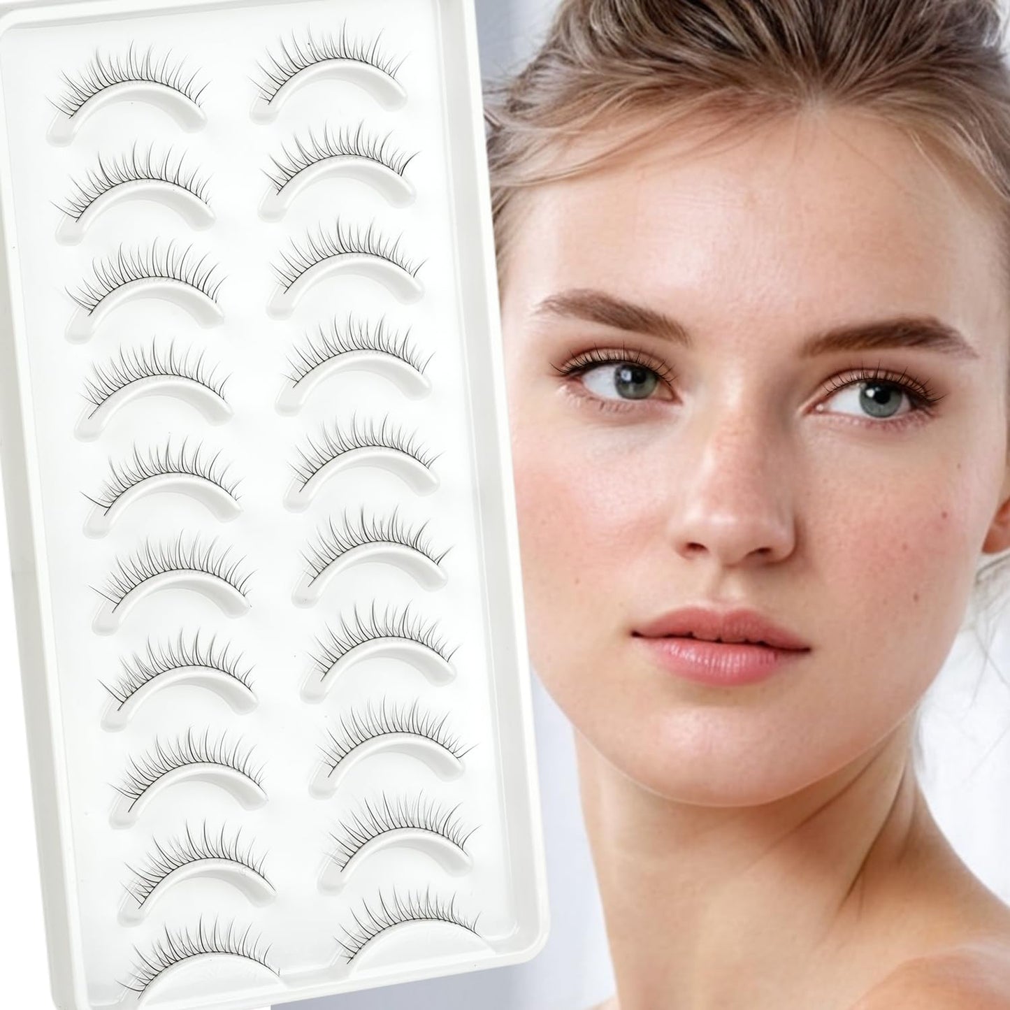 False Lashes Natural Look Eyelashes 8mm Short No Make up False Eyelashes Pestañas Postizas Natural Looking Eye Lash Wispy Strip Lashes Pack by EMEDA (Super Natural)