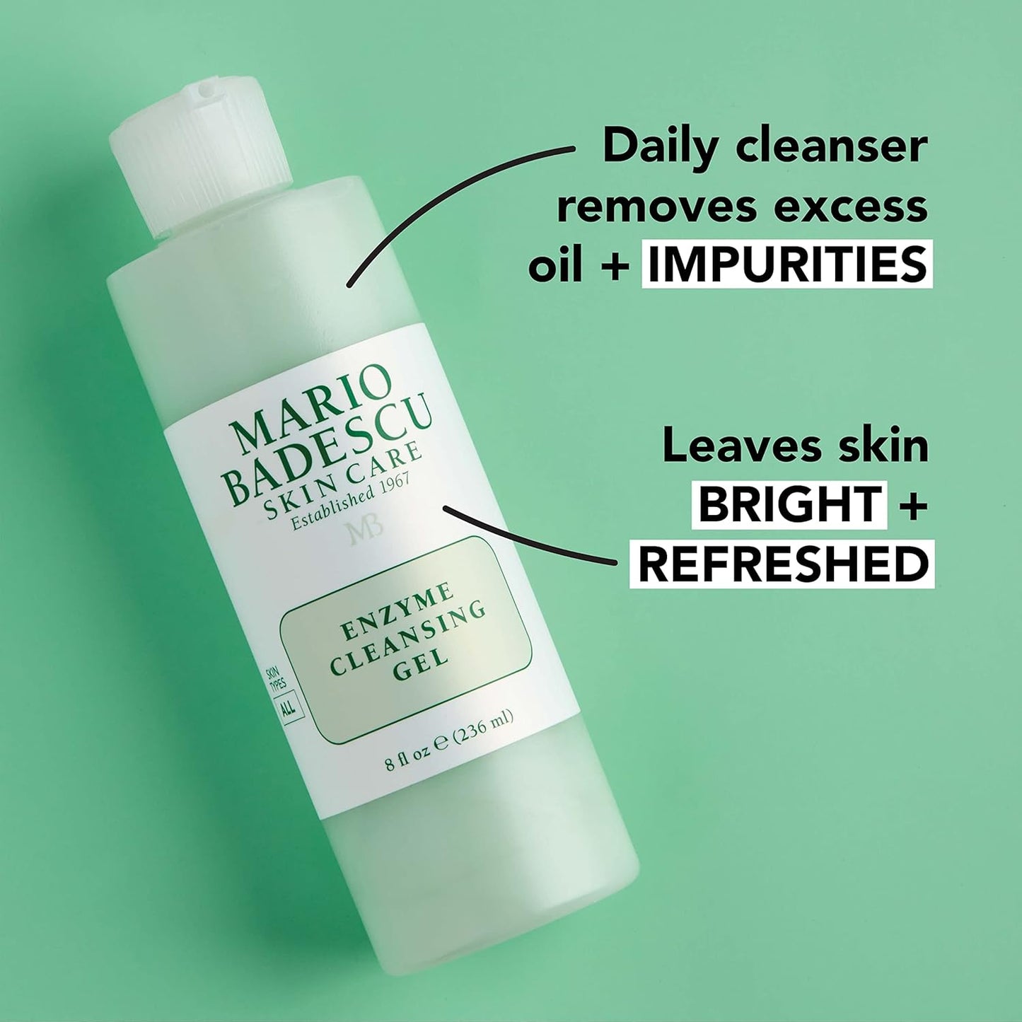 Mario Badescu Enzyme Cleansing Gel - Oil-Free Facial Cleanser with Papaya & Grapefruit Extract | Exfoliating for All Skin Types