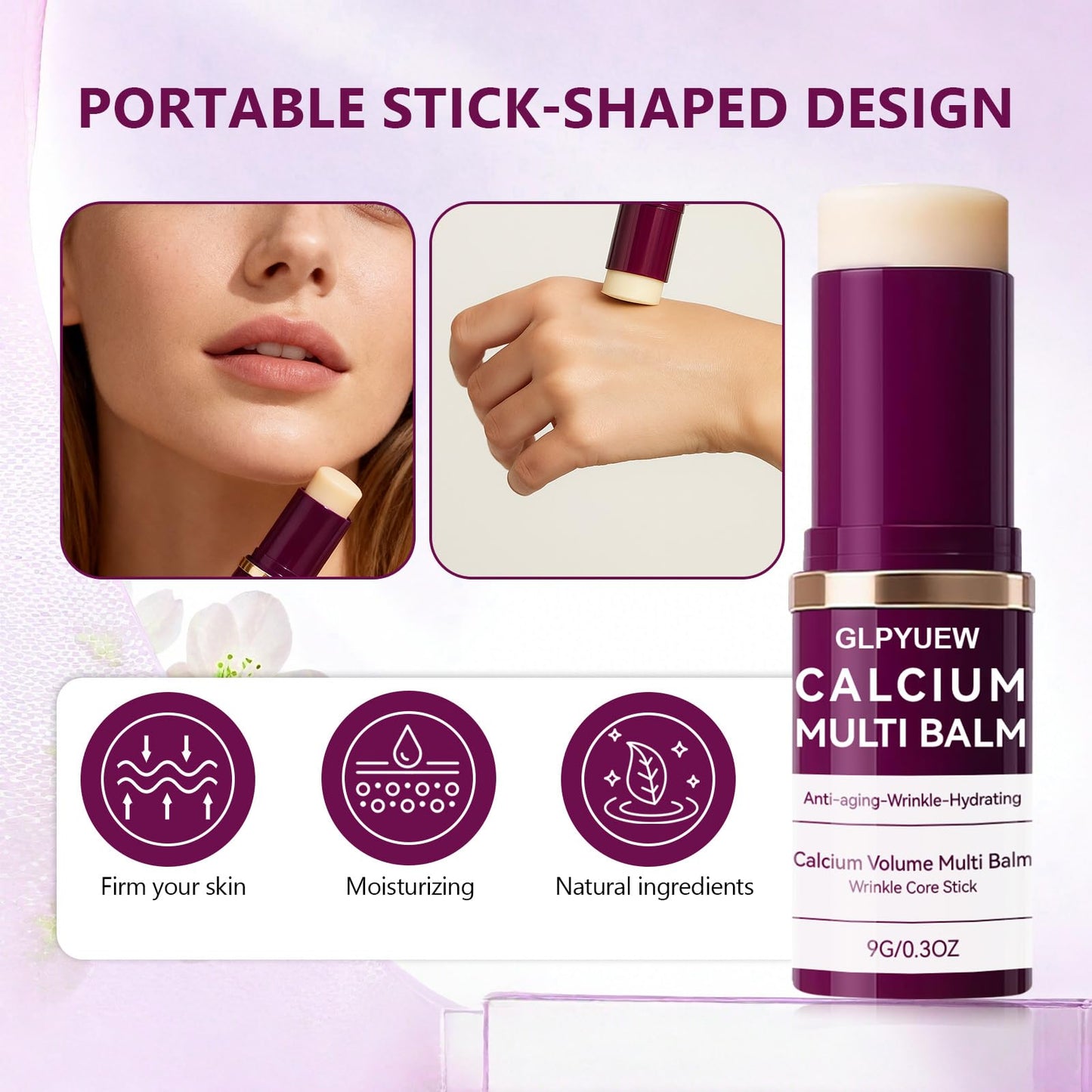 GLPYUEW Cemenrete Calcium Multi Balm, Korean Collagen Moisturing Stick,Calcium Volume Multi Balm, Wrinkle Core Stick, cemenrete calcium multi balm anti-aging, sagging, wrinkles (Pack of 2)