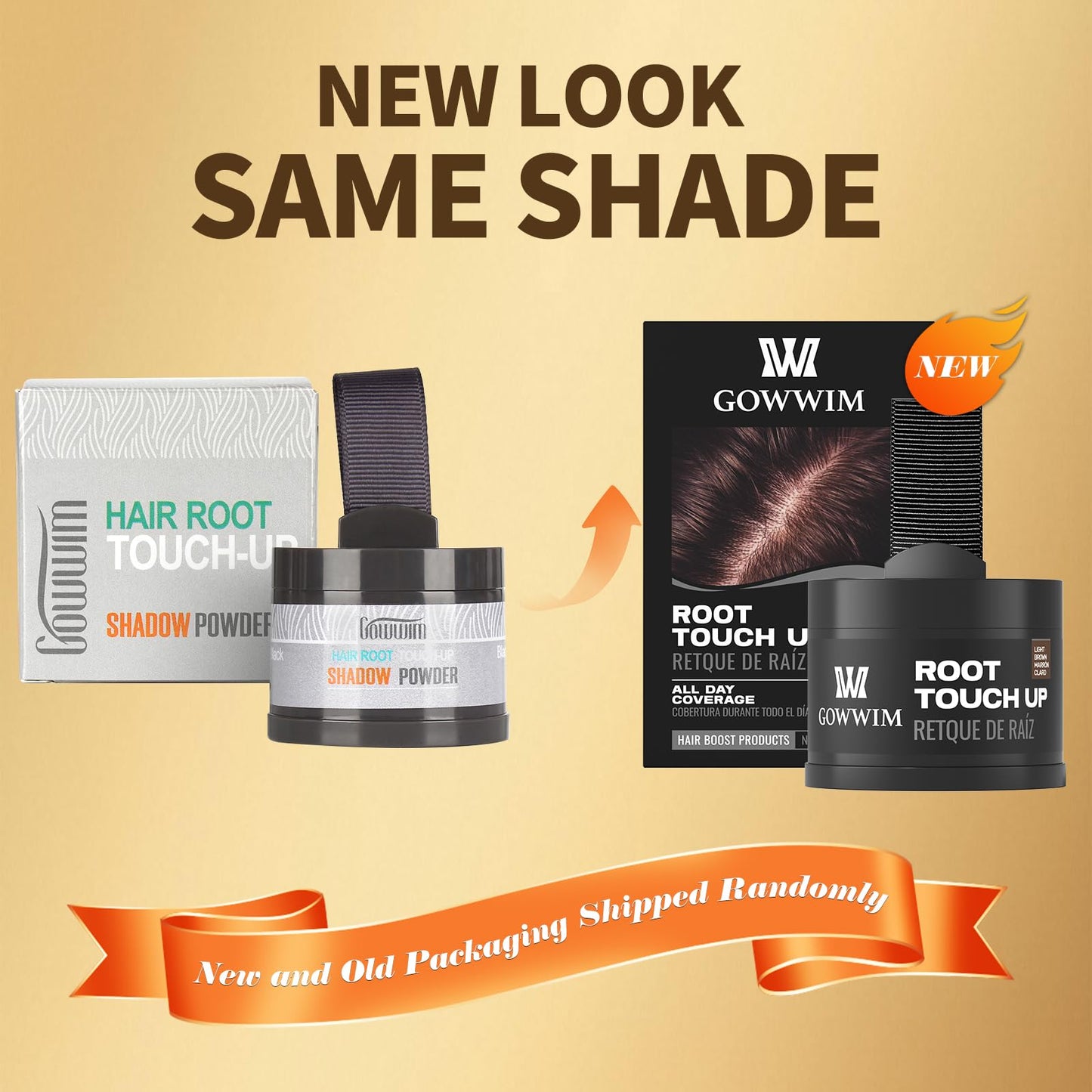 gowwim Root Touch Up, Hair Powder for Instantly Concealing Hair Loss, Receding Hairline & Beard, Eyebrow Powder, 0.14oz/4g