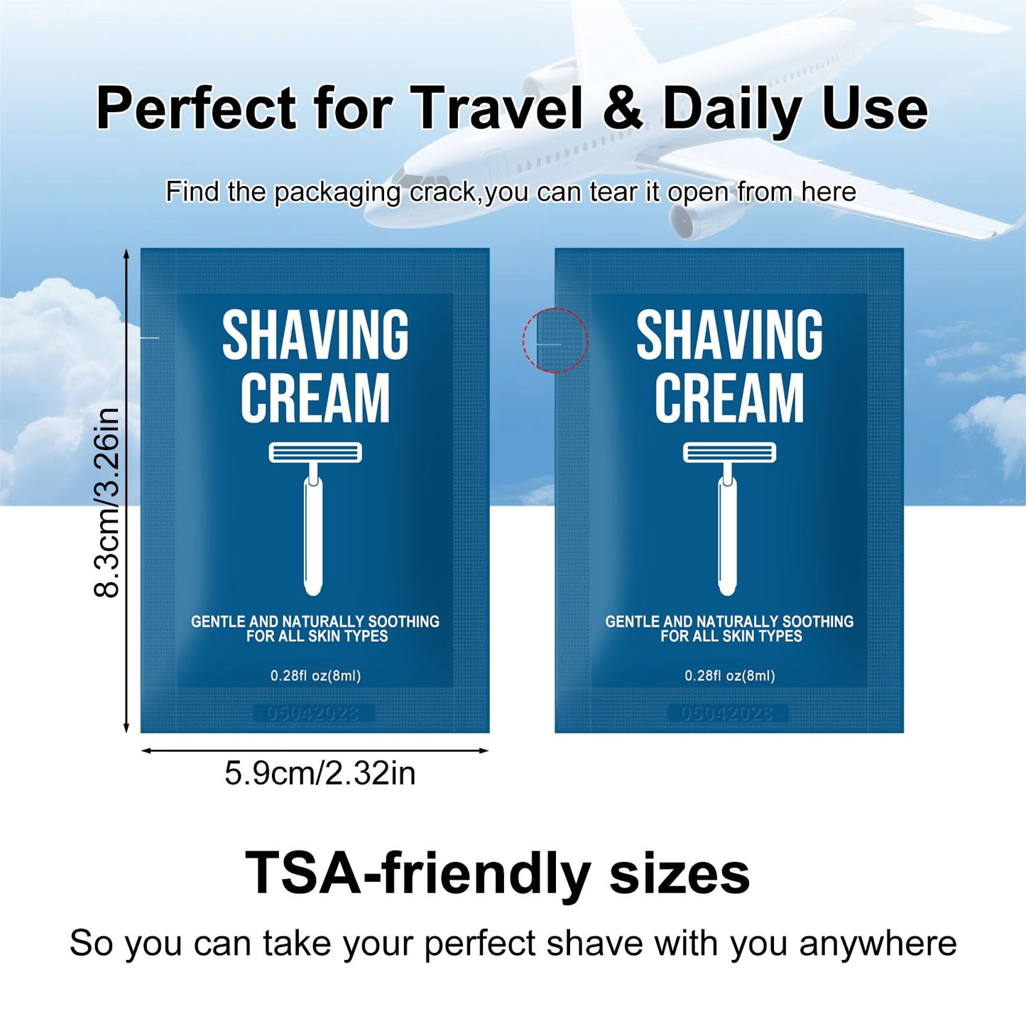 Shaving Cream Bulk Travel 8ml/0.28fl oz,Disposable Shaving Cream in Bulk Travel Shave Cream for Hotel Homeless（White Tea，Pack of 200)