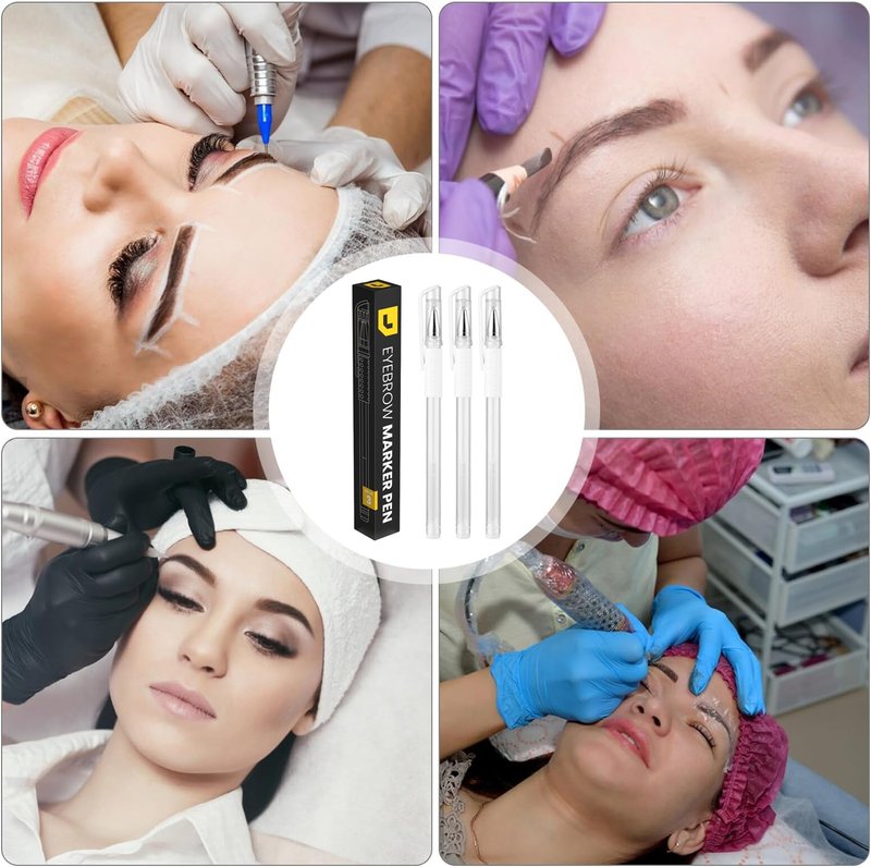 Eyebrow Microblading Marker Pen - 3pcs Felt Tip Position Mapping | White PMU Outline Tools
