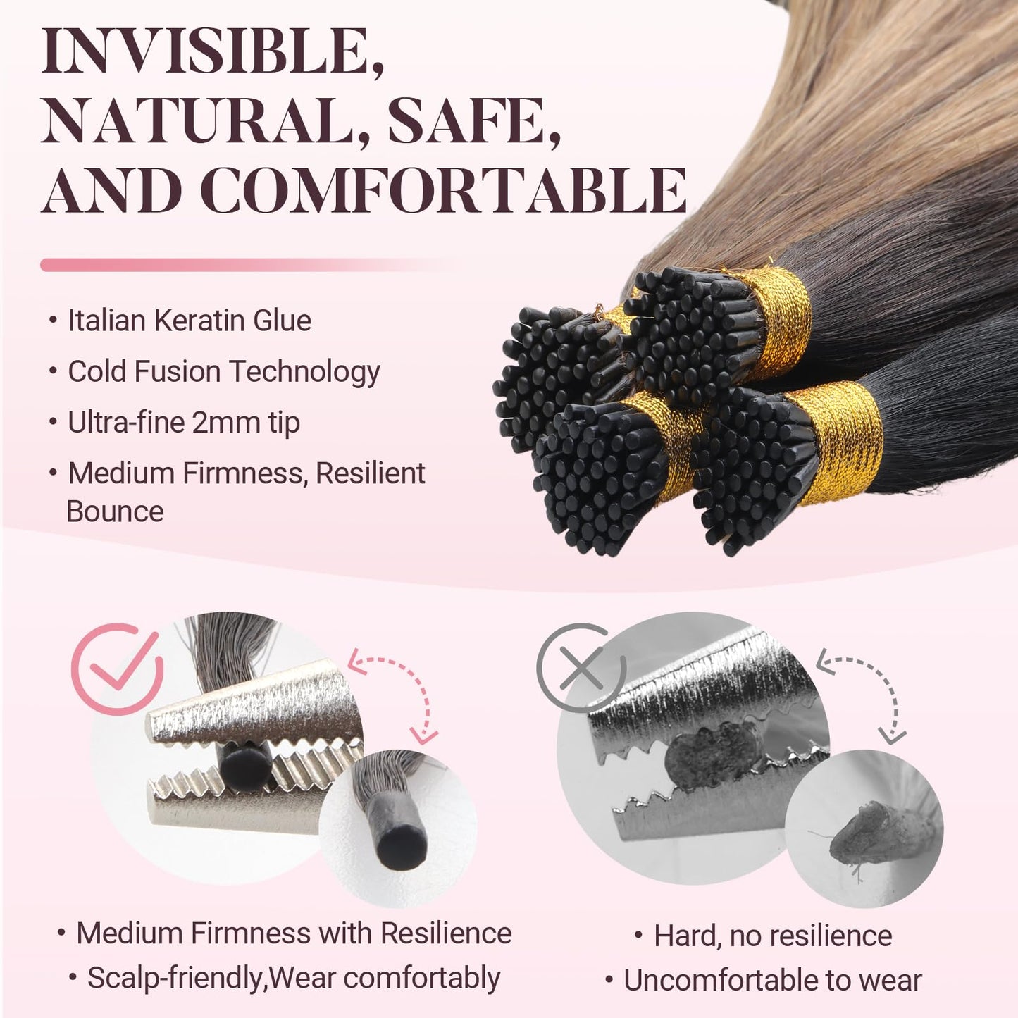 MAXITA I Tip Hair Extensions Human Hair,50g/100s Chocolate Brown 16 Inch Comfortable Wear, Invisible & Natural Cold Fusion, 100% Remy Human Hair Itip Keratin Hair Extensions