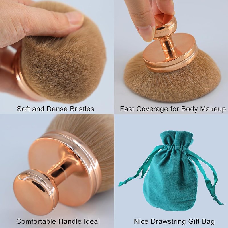 Extra Large Body Makeup Brush - Self Tanner Applicator for Even Blending | 74mm Wide-Headed Kabuki Brush with Drawstring Bag