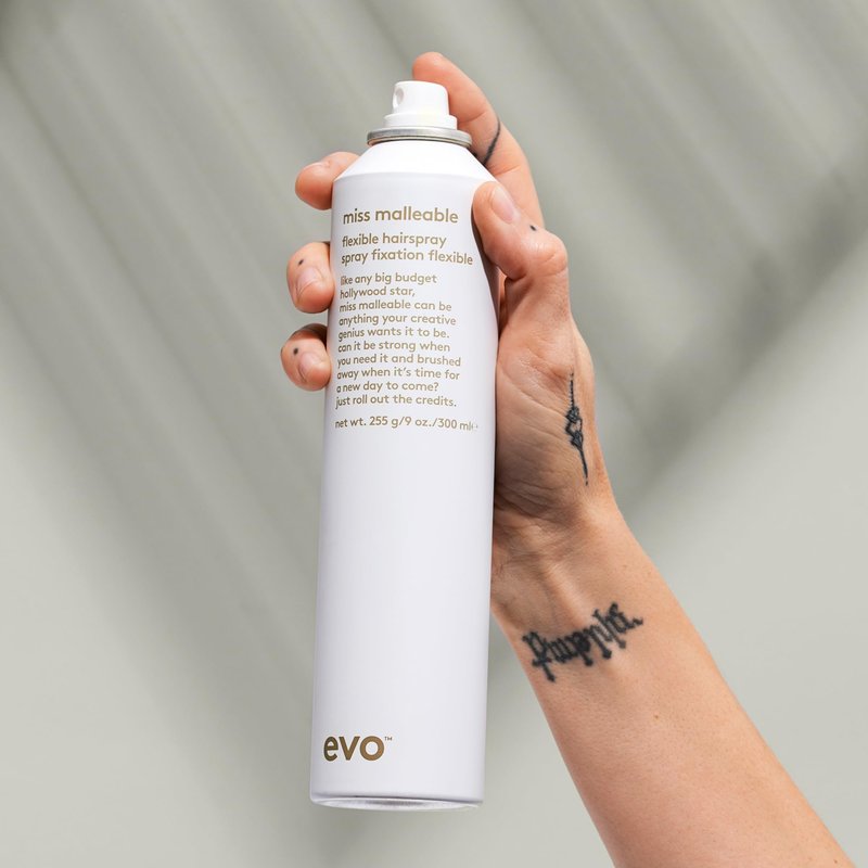 EVO Miss Malleable Flexible Hairspray - Strong Hold Hairspray, Malleable For Long Lasting Style, Shape Control & Brushable Finish - 9.0oz