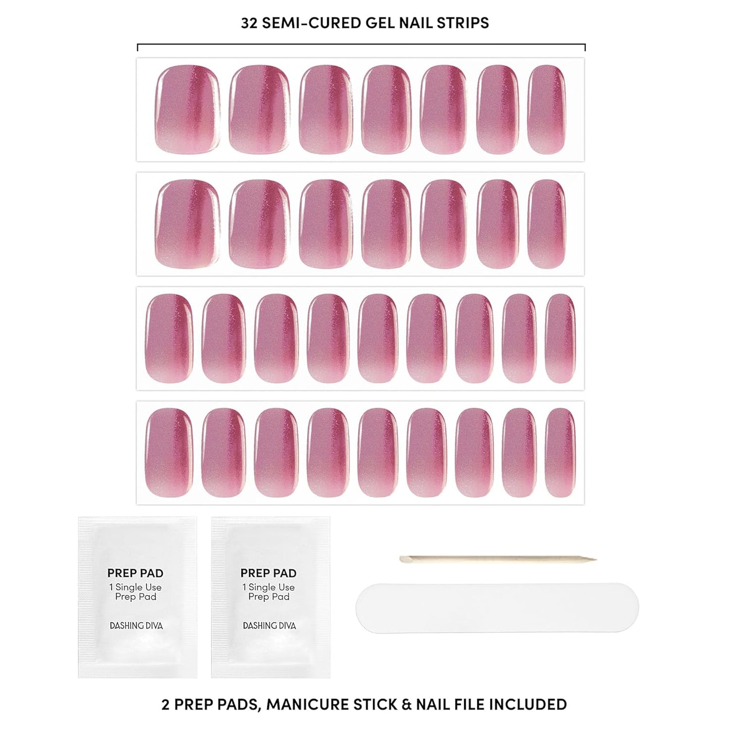 Dashing Diva Glaze Nail Strips - Sangria Glaze | Long-Lasting Semi-Cured Gel | 34 Salon-Quality Nail Wraps, Prep Pad & File