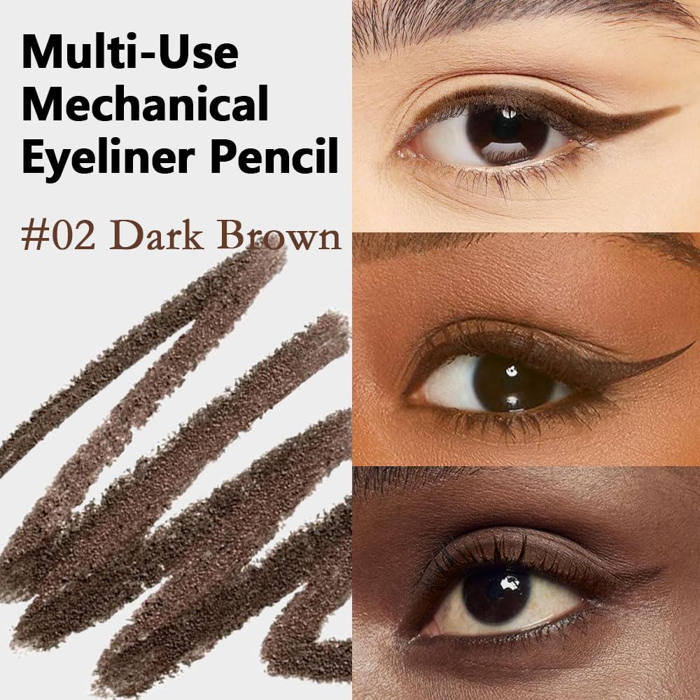 Kaely 2Pcs Dark Brown Light Brown Shimmer Gel Eyeliner Pencil, Smooth Eye Liner Waterproof Smudge Proof, Built in Sharpener, Long Lasting Eye Makeup, Vegan & Cruelty-Free, 02+04