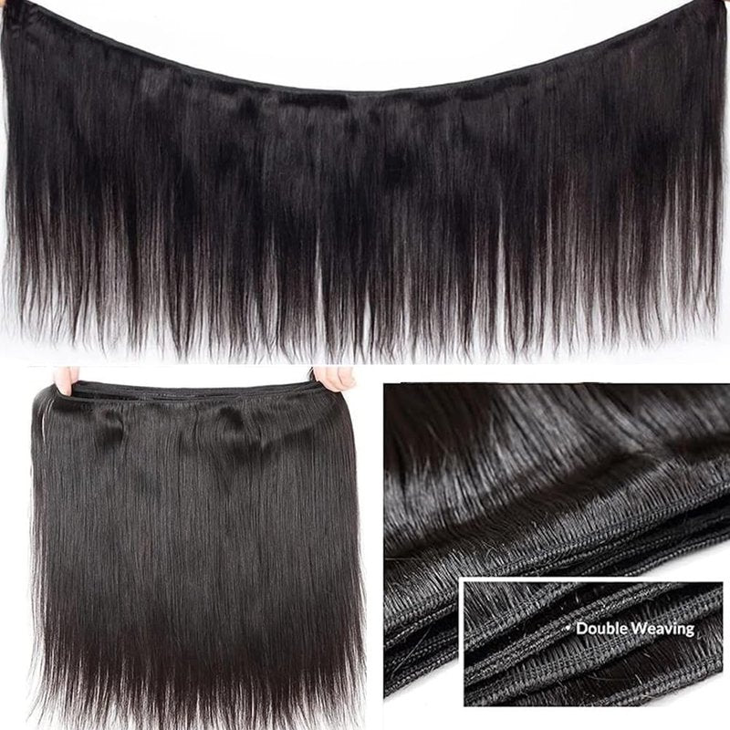 Brazilian Straight Human Hair Bundles 20 Inch 1 Bundle Human Hair Weave 12A 100% Unprocessed Virgin Hair Extensions Single Bundle Natural Black Color