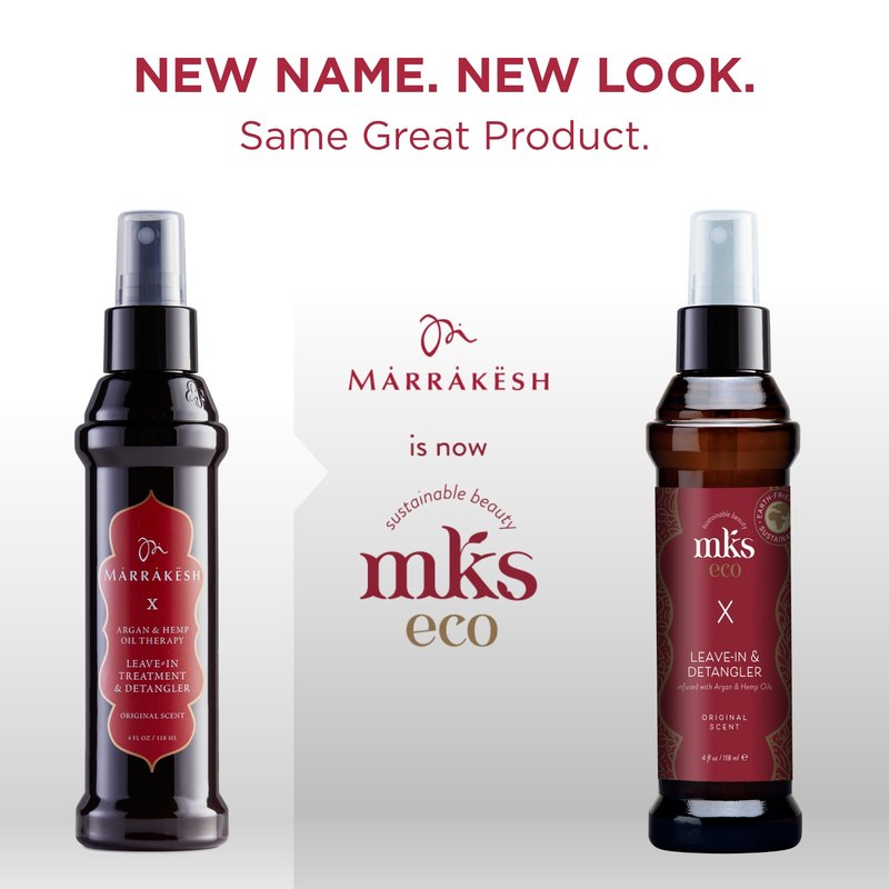 MKS eco X, Original Scent - 4 fl oz - Leave-In Treatment & Detangler - Moroccan Argan Oil, Hemp Seed Oil - Vegan & Cruelty Free