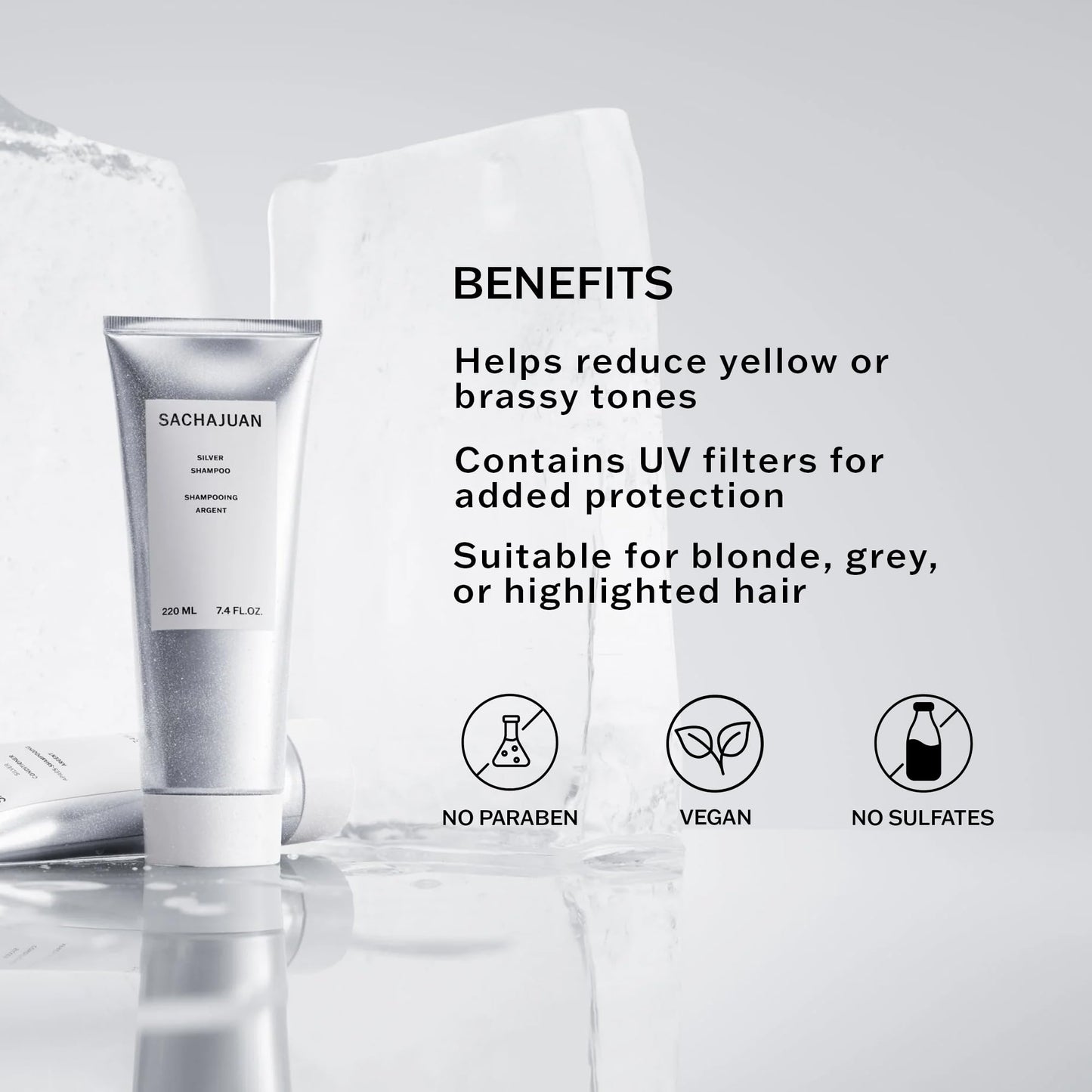 SACHAJUAN Silver Conditioner | Purple Conditioner for Blonde, Grey & Highlighted Hair | Reduces Brassiness, Hydrates & Adds Shine | With Ocean Silk Technology & UV Filters | Paraben-Free | 7.4 oz