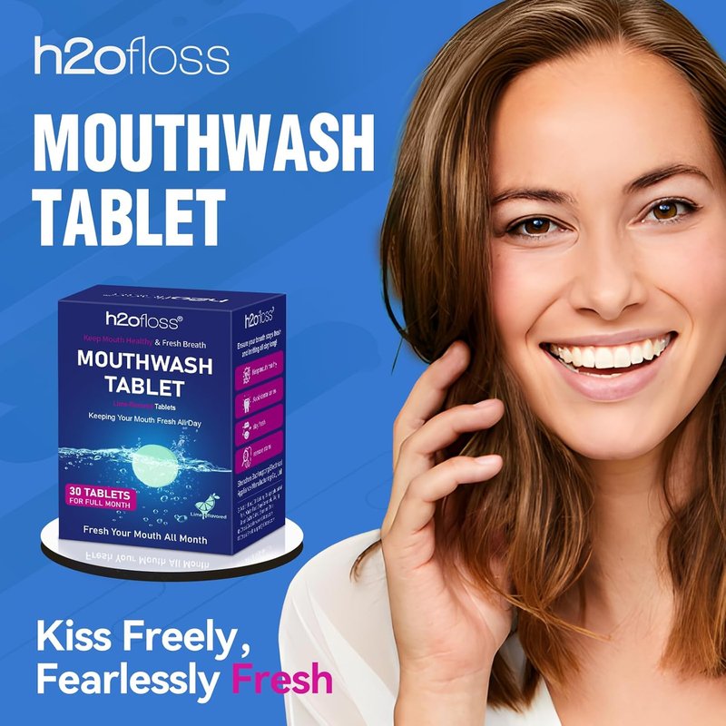 Natural Fresh Breath Mouthwash Tablets - Fluoride & Alcohol-Free Travel Tabs for Plaque Removal & Gum Protection | Refreshing Lime Flavor (30 Count)
