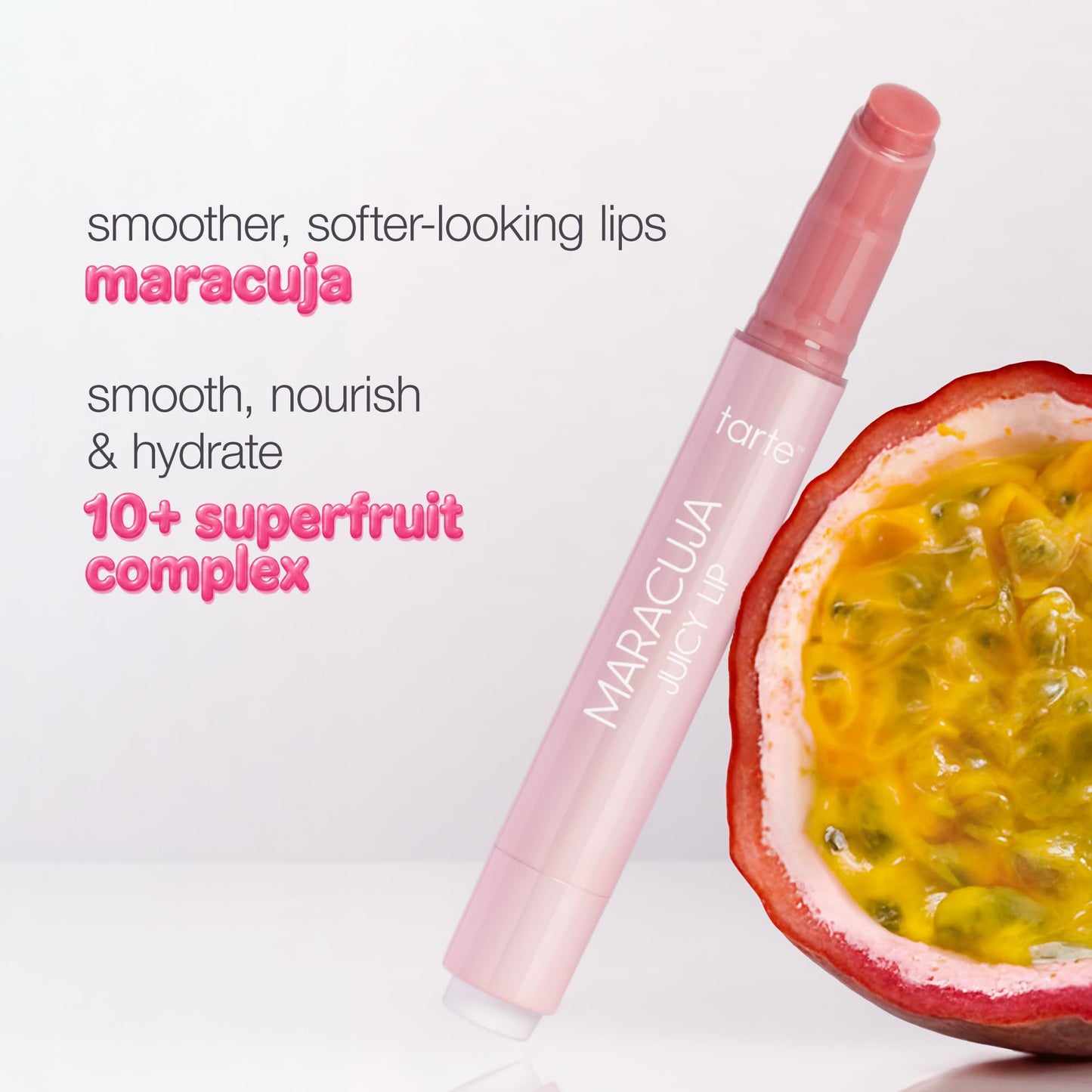 tarte maracuja juicy lip balm gloss – Viral Nourishing Lip Butter Color with High-Shine Hydration, Skincare Infused with Vitamin E, Vegan & Cruelty-Free, full size, Hibiscus