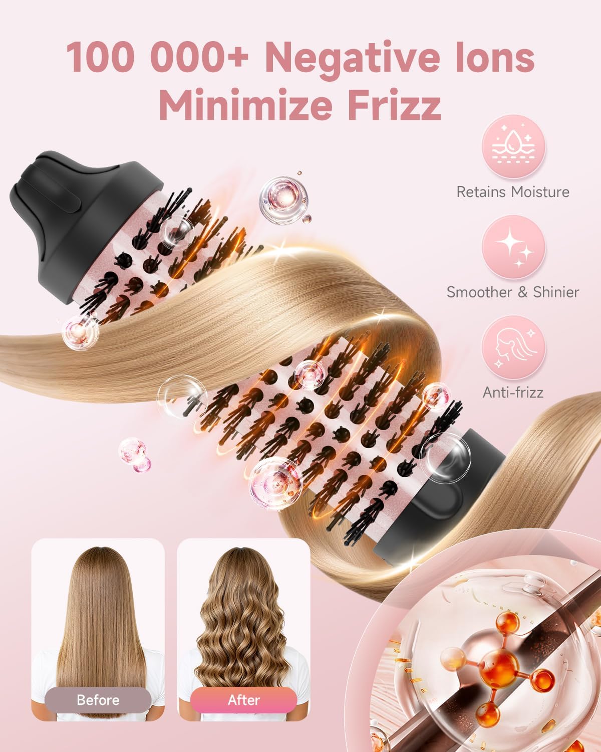 Heated Round Thermal Brush - 1.5 Inch with 3 Temperature Settings | Fast Blowout, Reduces Frizz, Includes Velvet Pouch