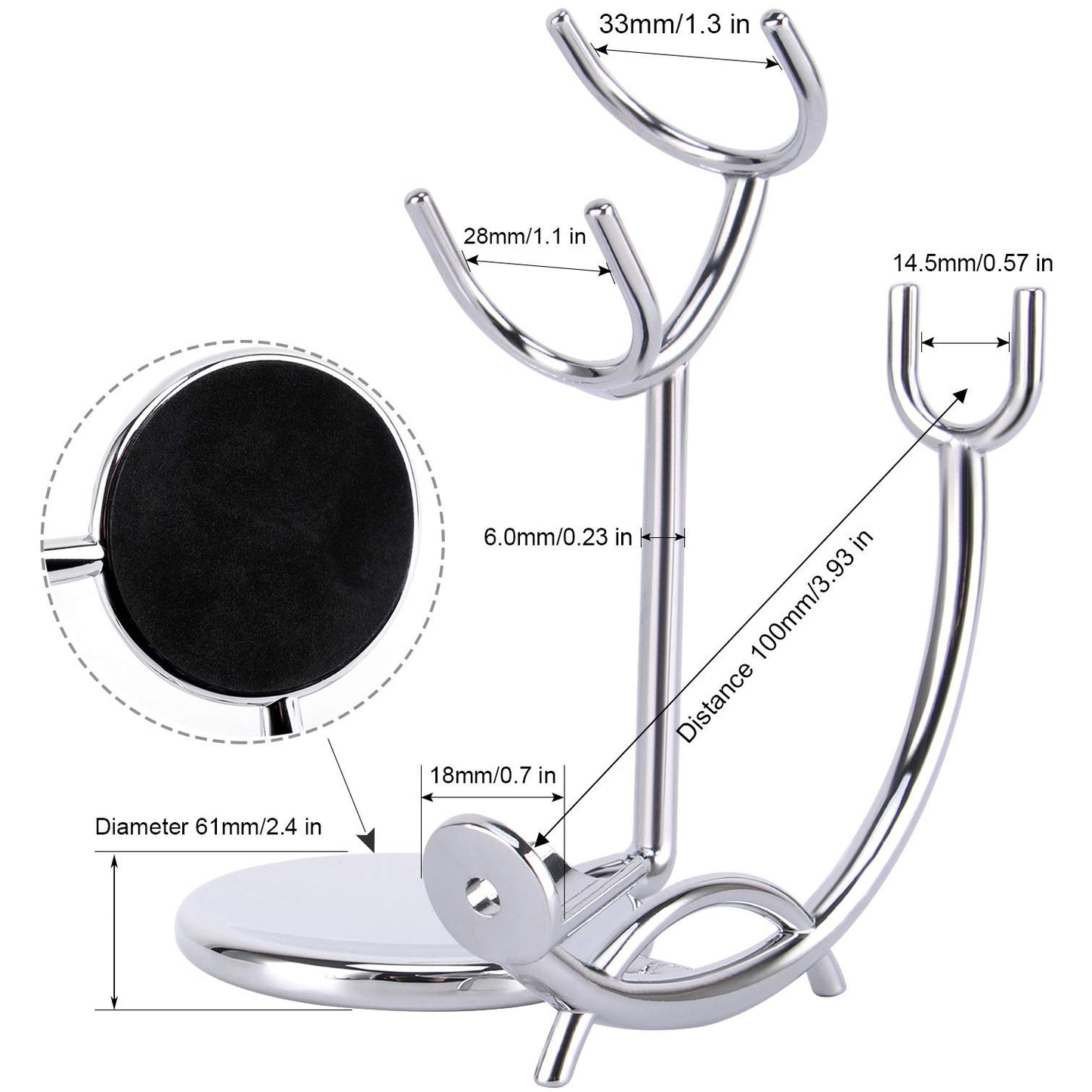 PerPro Straight Razor stand With Perfect double layer stainless steel Shaving Soap Bowl and Shaving Brush Natural Solid Wood Handle