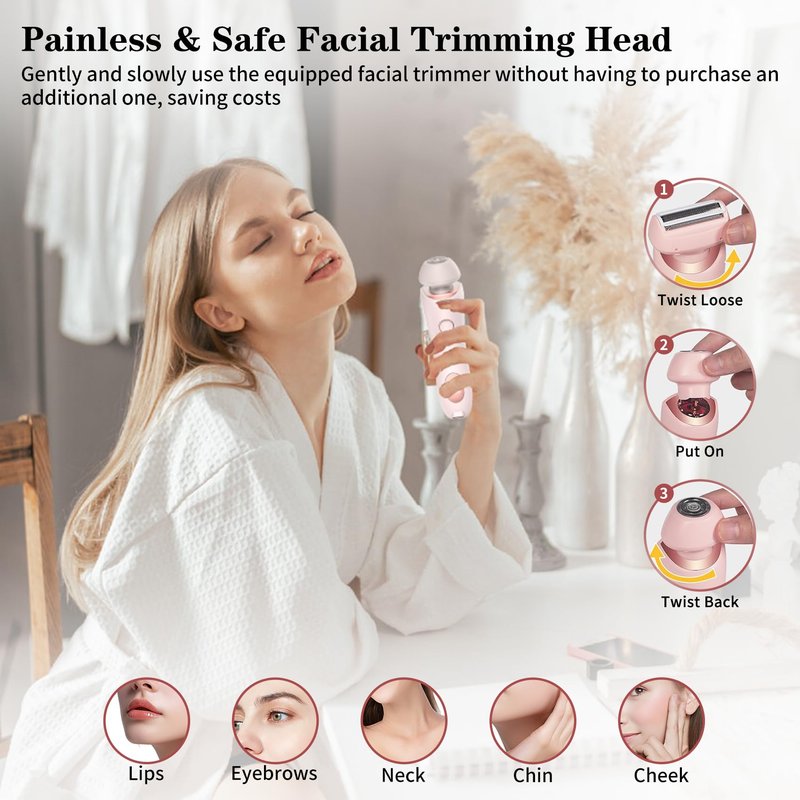 Electric Shaver for Women, Silk Glide Pro Shaver, 2 in 1 Wet & Dry Waterproof Electric Razors with Removable Head, Bikini Trimmer for Women for Leg Arm Underarm Bikini Area (Pink)