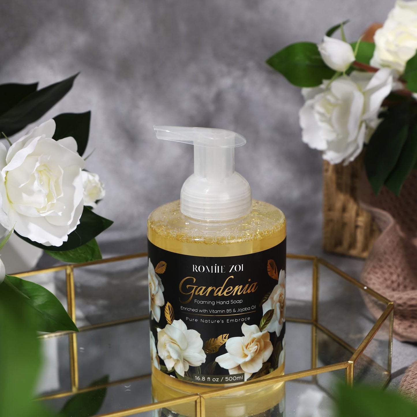 ROMIIE ZOI Foaming Hand Soap with Gift Box- Gardenia - Biodegradable Formula Moisture & Revitalize - 500ml/ 16.8oz