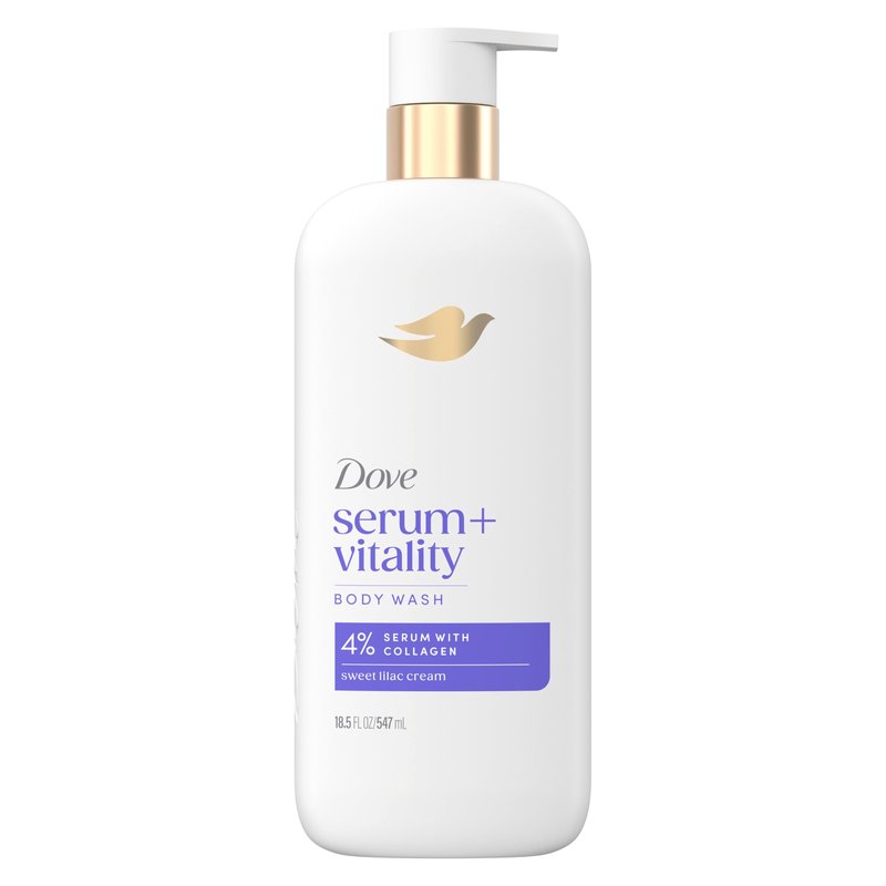 Dove Body Wash Vitality Renewal Promotes firmer, supple skin 4% restoring serum with collagen 18.5 oz