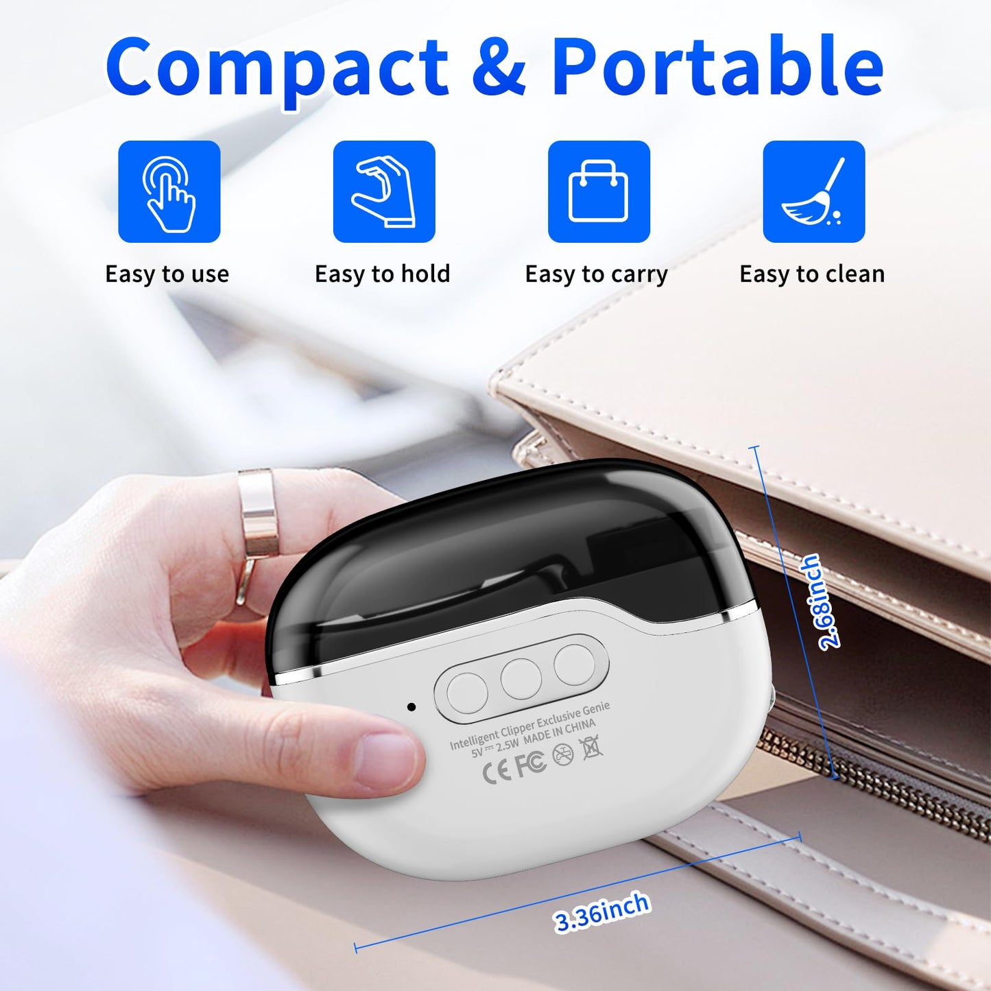 3-in-1 Electric Nail Clipper-3 Speed Adjustable Smart Nail Clippers for Seniors-USB Rechargeable Fingernail Clipper with LED Light,with Nail Scraps Storage for Thick Toenails,Adult,Seniors