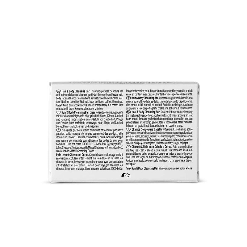 STMNT Grooming Goods Hair & Body Cleansing Bar, 4.4 oz | SLS/SLES Sulfates Free | Moisturizing Formula w/Activated Charcoal | Travel Friendly